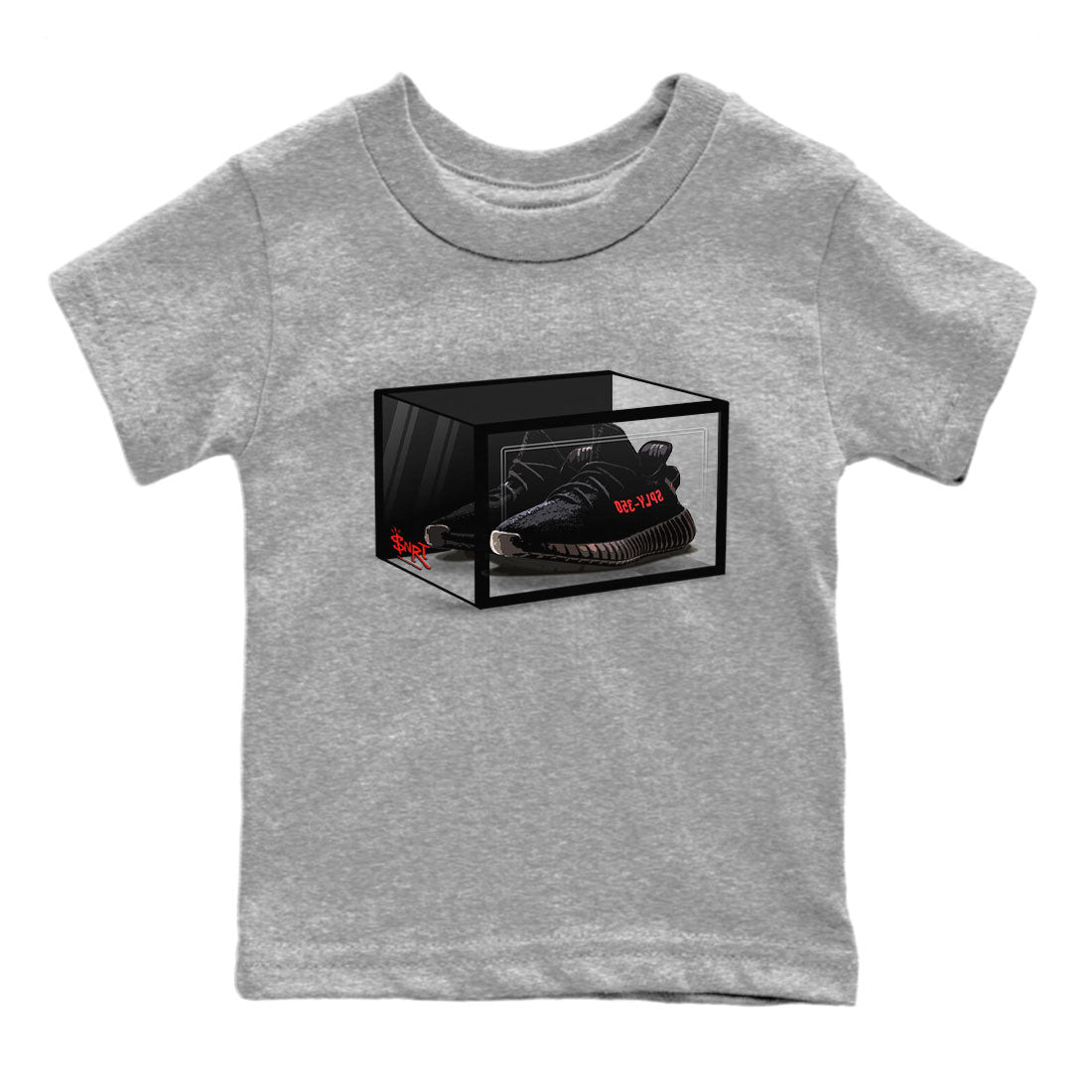 Adidas Yeezy Boost 350 V2 Bred shirt to match jordans Shoe Box Streetwear Sneaker Shirt Yeezy 350 Bred Drip Gear Zone Sneaker Matching Clothing Baby Toddler Heather Grey 2 T-Shirt