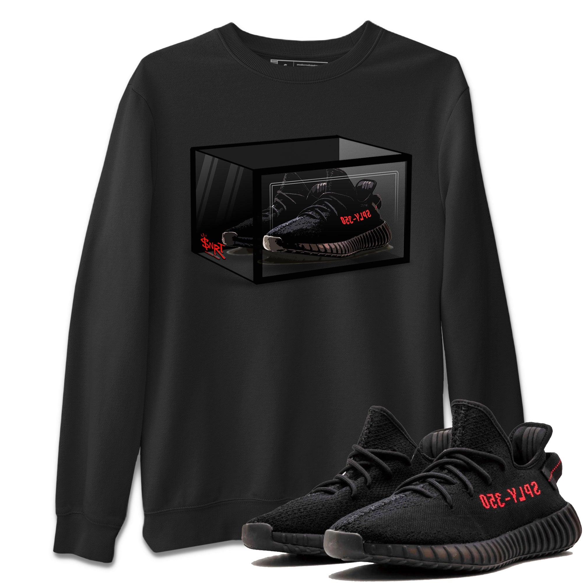 Adidas Yeezy Boost 350 V2 Bred shirt to match jordans Shoe Box Streetwear Sneaker Shirt Yeezy 350 Bred Drip Gear Zone Sneaker Matching Clothing Unisex Black 1 T-Shirt