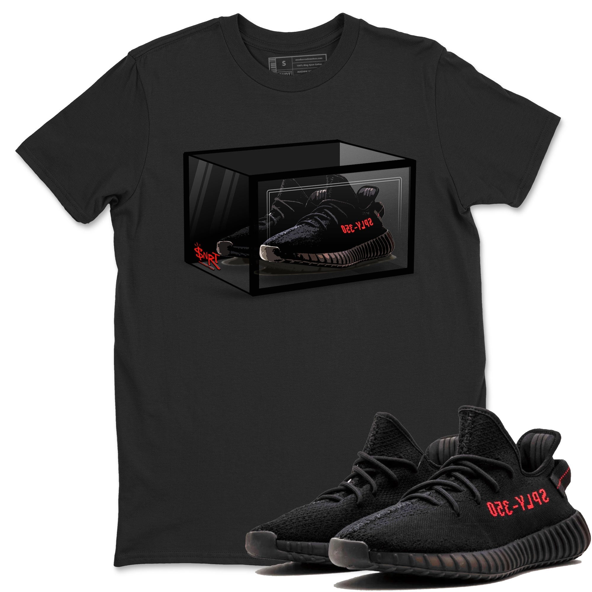 Adidas Yeezy Boost 350 V2 Bred shirt to match jordans Shoe Box Streetwear Sneaker Shirt Yeezy 350 Bred Drip Gear Zone Sneaker Matching Clothing Unisex Black 1 T-Shirt