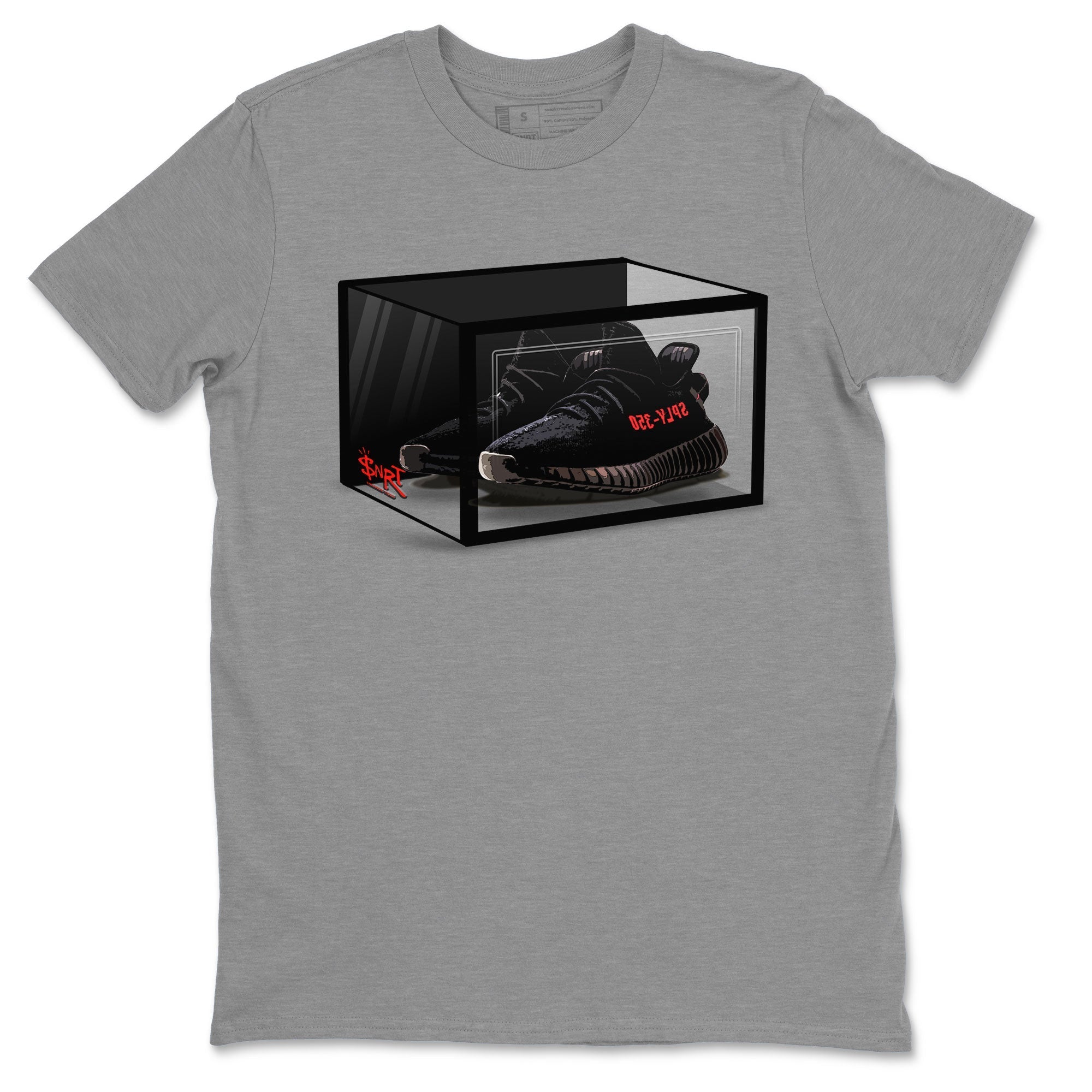 Adidas Yeezy Boost 350 V2 Bred shirt to match jordans Shoe Box Streetwear Sneaker Shirt Yeezy 350 Bred Drip Gear Zone Sneaker Matching Clothing Unisex Heather Grey 2 T-Shirt