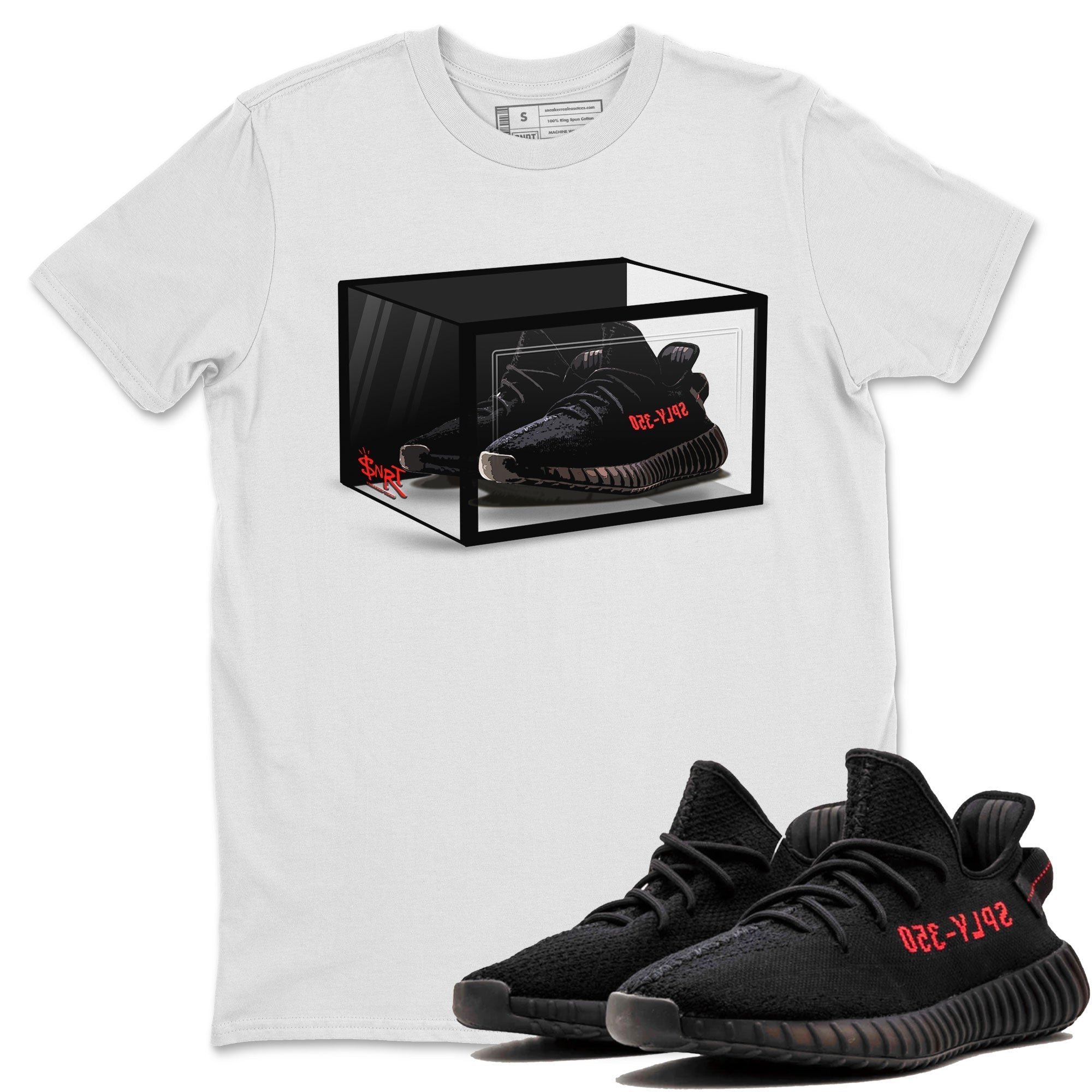 Adidas Yeezy Boost 350 V2 Bred shirt to match jordans Shoe Box Streetwear Sneaker Shirt Yeezy 350 Bred Drip Gear Zone Sneaker Matching Clothing Unisex White 1 T-Shirt