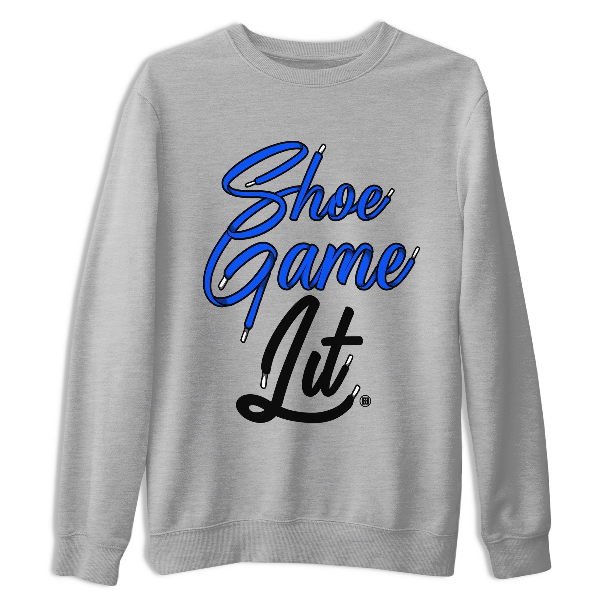 Air Jordan 1 Royal Reimagined shirt to match jordans Shoe Game Lit Shoe Lace sneaker tees Air Jordan 1 High OG Royal Reimagined Drip Gear Zone Unisex Sneaker Tees and Sneaker Match T-Shirt Heather Grey 2 T-Shirt