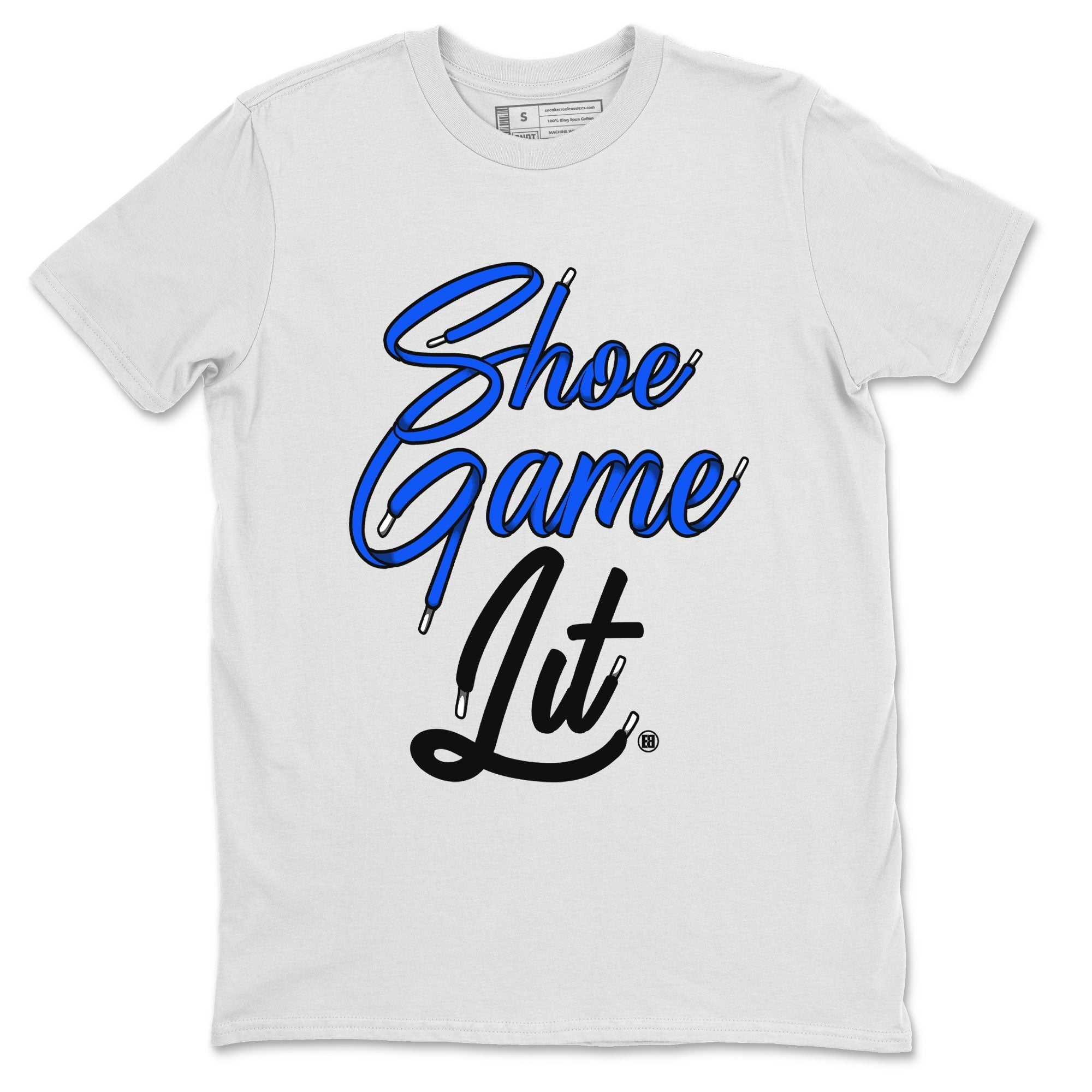 Air Jordan 1 Royal Reimagined shirt to match jordans Shoe Game Lit Shoe Lace sneaker tees Air Jordan 1 High OG Royal Reimagined Drip Gear Zone Unisex Sneaker Tees and Sneaker Match T-Shirt White 2 T-Shirt