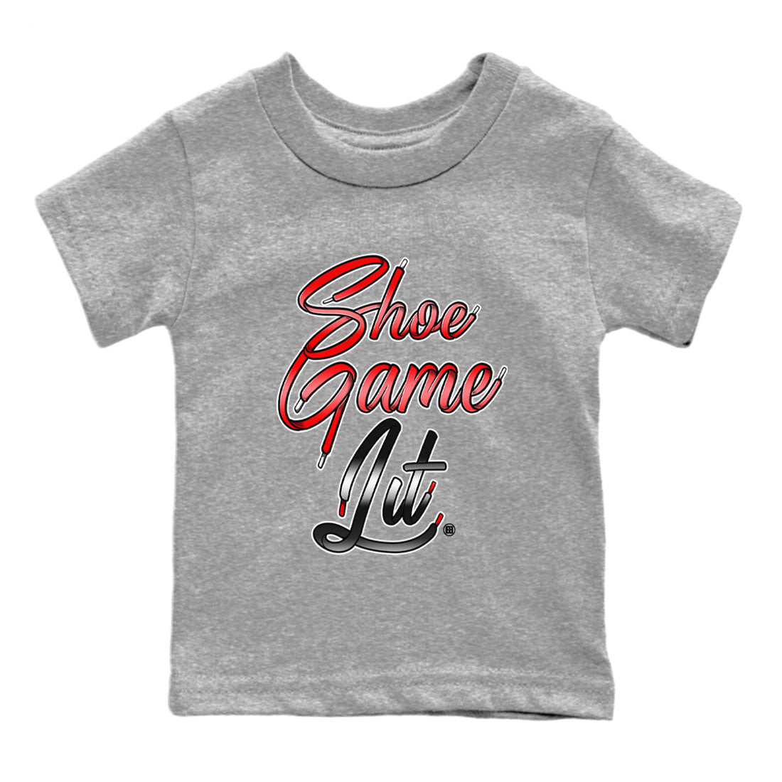 Air Jordan 1 Satin Bred Sneaker Match Tees Shoe Game Lit Shoe Lace Streetwear Sneaker Shirt Air Jordan 1 Satin Bred Drip Gear Zone Sneaker Matching Clothing Kids, Youth, Baby Clothing Heather Grey 2