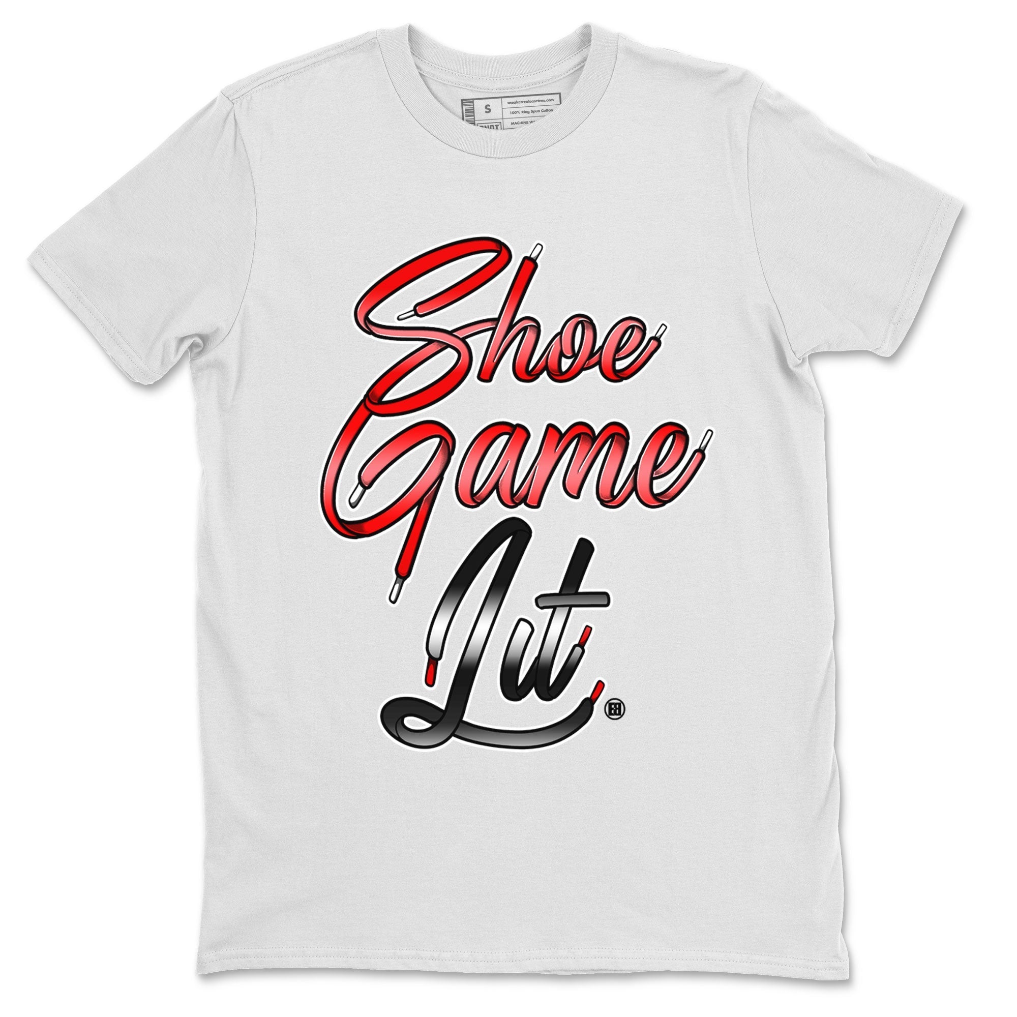 Air Jordan 1 Satin Bred Sneaker Match Tees Shoe Game Lit Shoe Lace Streetwear Sneaker Shirt Air Jordan 1 Satin Bred Drip Gear Zone Sneaker Matching Clothing Short Sleeve T-Shirt White 2