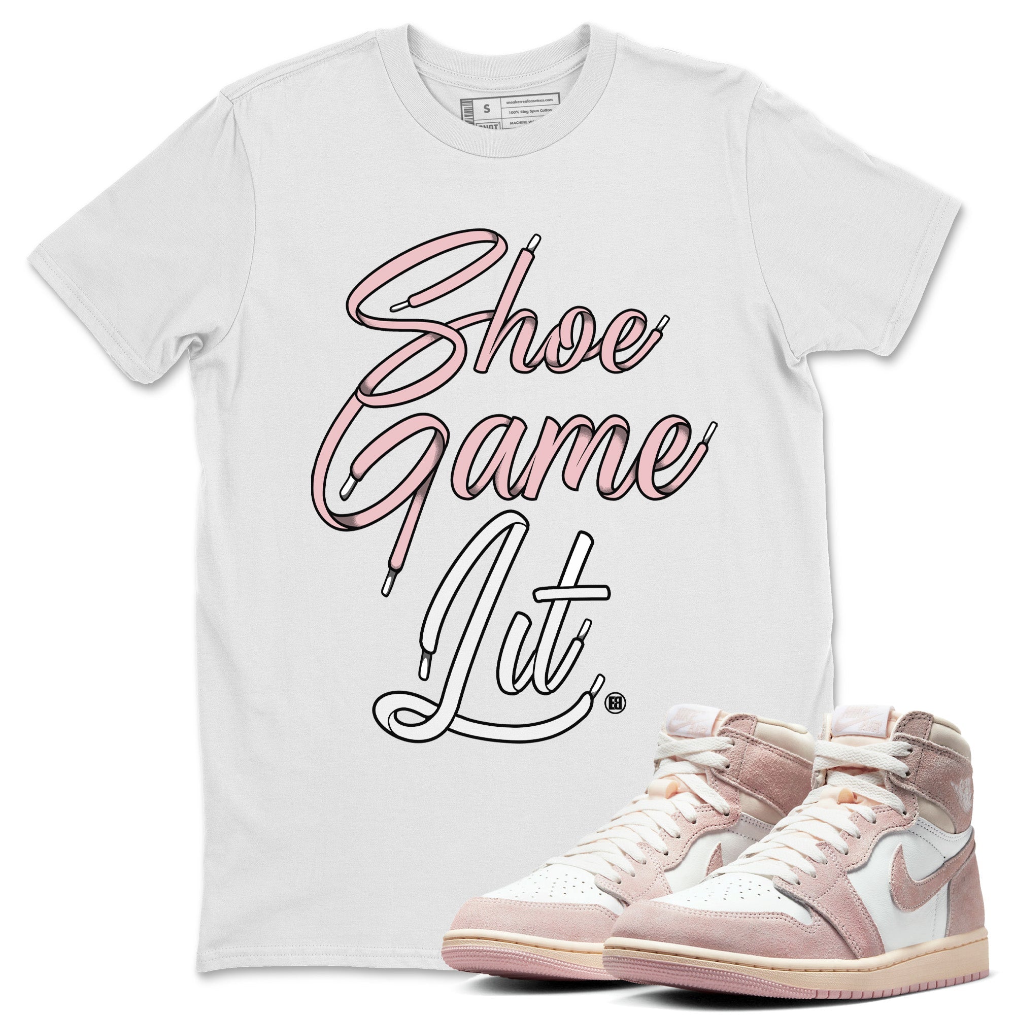 Air Jordan 1 Washed Pink Sneaker Match Tees Shoe Game Lit Shoe Lace Streetwear Sneaker Shirt Air Jordan 1 High OG WMNS Washed Pink Sneaker Release Tees Unisex Shirts White 1