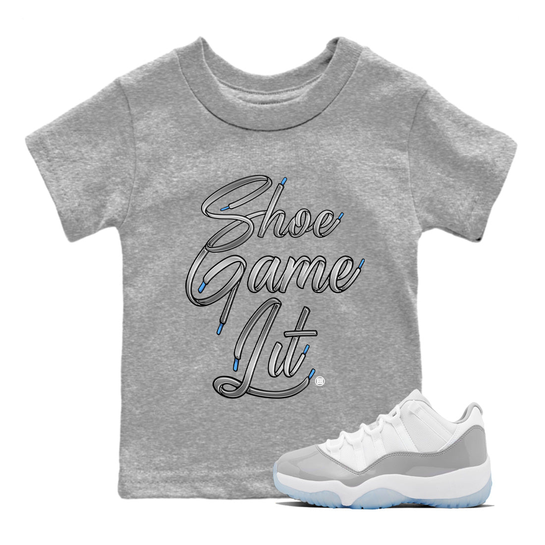 Air Jordan 11 White Cement Shoe Game Lit Shoe Lace Baby and Kids Streetwear Sneaker Shirt Air Jordan 11 Cement Grey Kids Streetwear Sneaker Shirt Size Chart