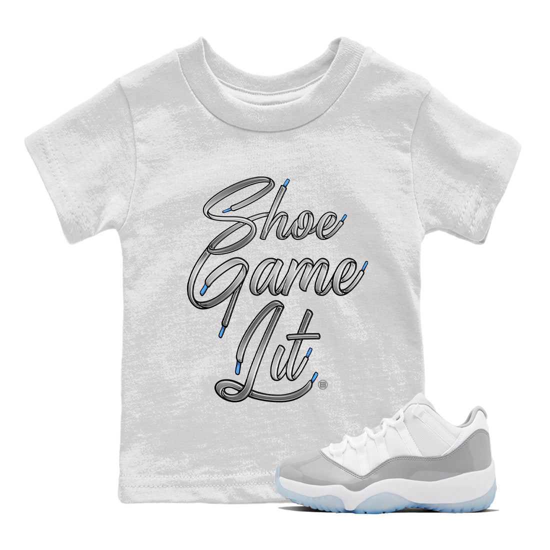 Air Jordan 11 White Cement Sneaker Match Tees Shoe Game Lit Shoe Lace Streetwear Sneaker Shirt Air Jordan 11 Cement Grey Sneaker Release Tees Kids Shirts White 1