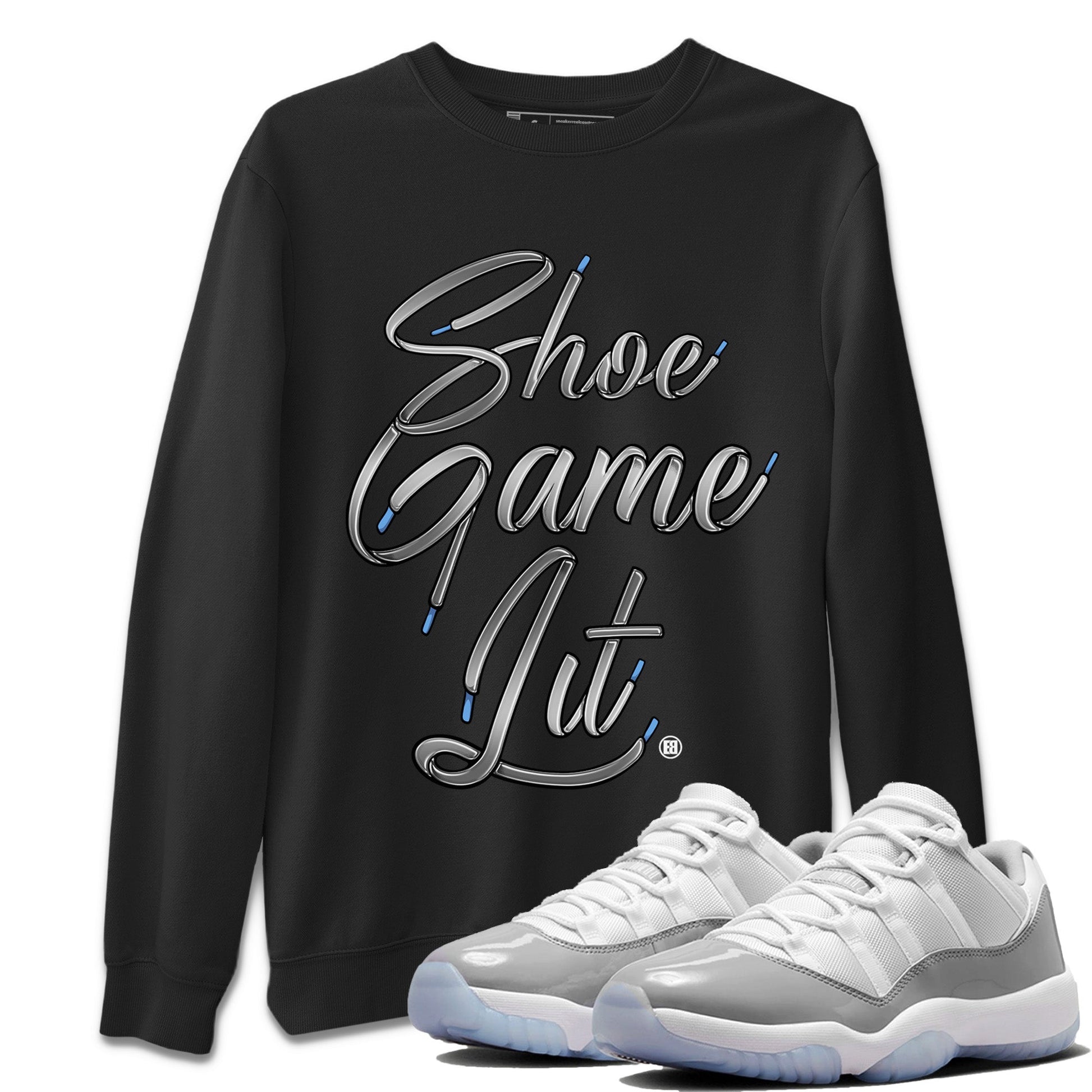 Air Jordan 11 White Cement Sneaker Match Tees Shoe Game Lit Shoe Lace Streetwear Sneaker Shirt Air Jordan 11 Cement Grey Sneaker Release Tees Unisex Shirts Black 1