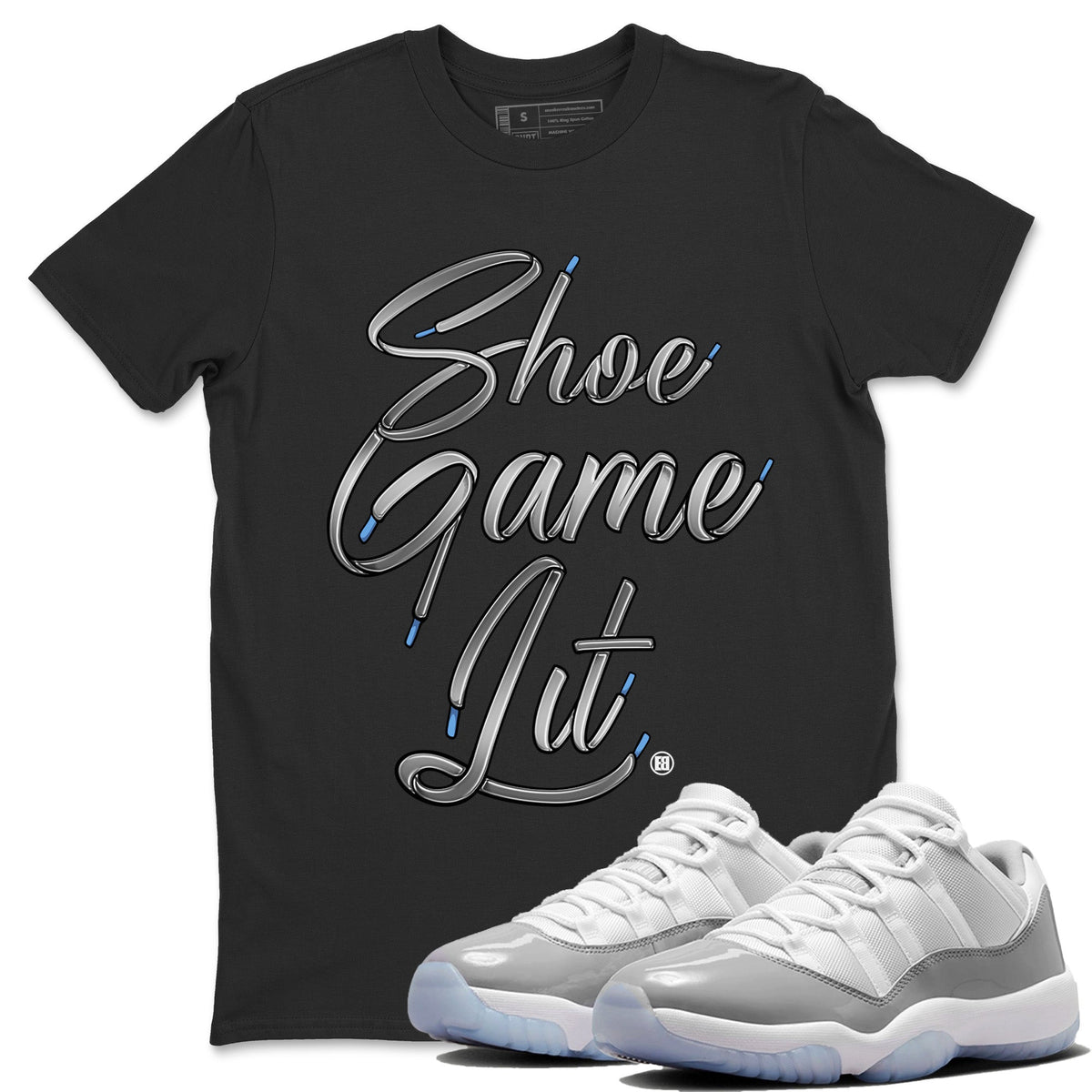 Air Jordan 11 White Cement Sneaker Match Tees Shoe Game Lit Shoe Lace Streetwear Sneaker Shirt Air Jordan 11 Cement Grey Sneaker Release Tees Unisex Shirts Black 1