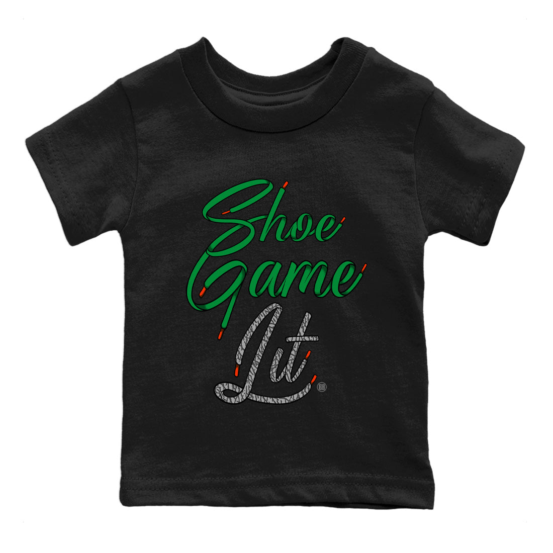 Air Jordan 3 Lucky Green Shoe Game Lit Shoe Lace Baby and Kids Streetwear Sneaker Shirt Air Jordan 3 Lucky Green Kids Streetwear Sneaker Shirt Washing and Care Tip