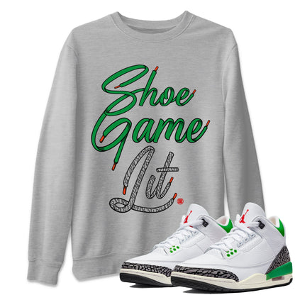 Air Jordan 3 Lucky Green Sneaker Match Tees Shoe Game Lit Shoe Lace Streetwear Sneaker Shirt Air Jordan 3 Lucky Green Sneaker Release Tees Unisex Shirts Heather Grey 1
