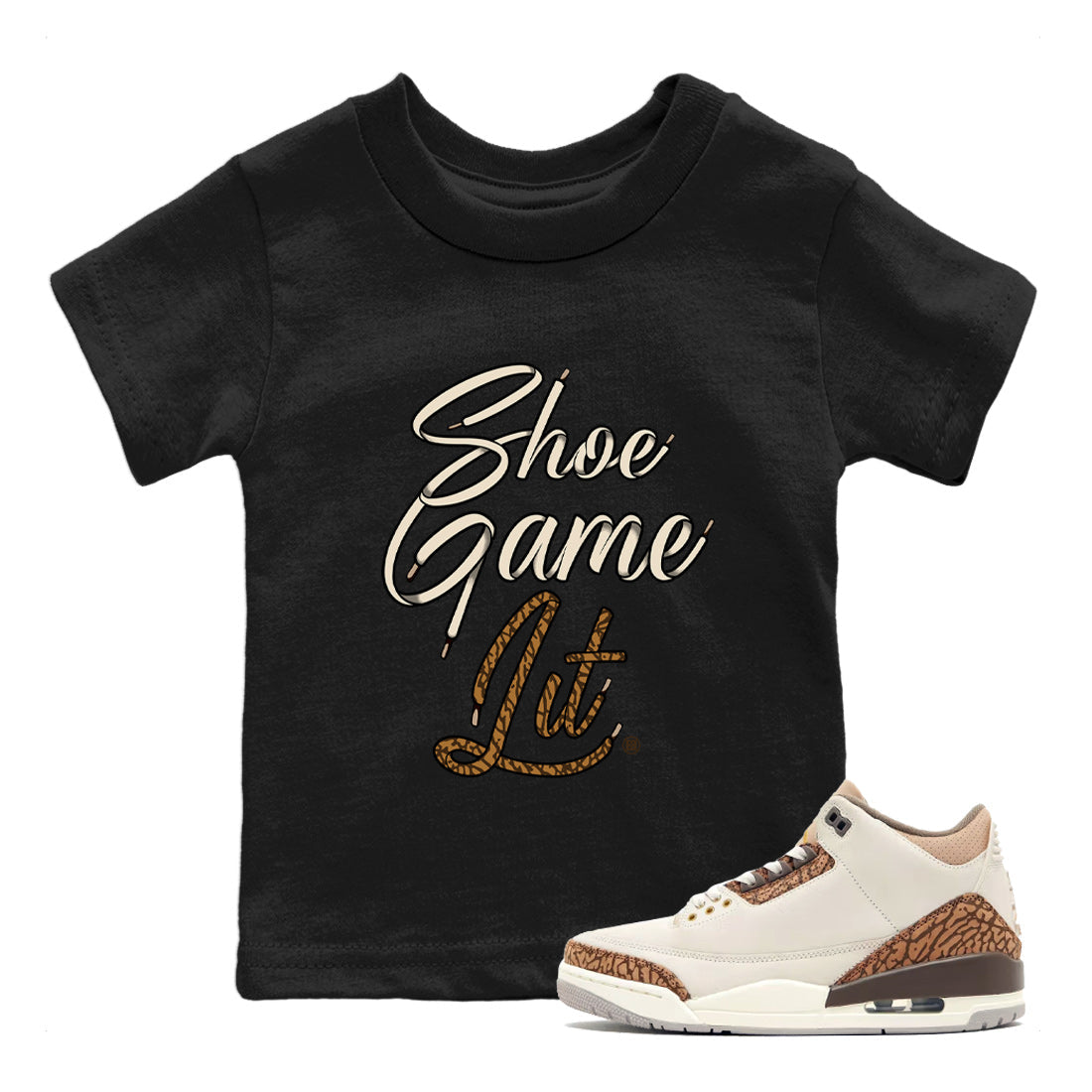 Air Jordan 3 Palomino Sneaker Match Tees Shoe Game Lit Shoe Lace Streetwear Sneaker Shirt Jordan 3 Retro Palomino Sneaker Release Tees Kids Shirts Black 1