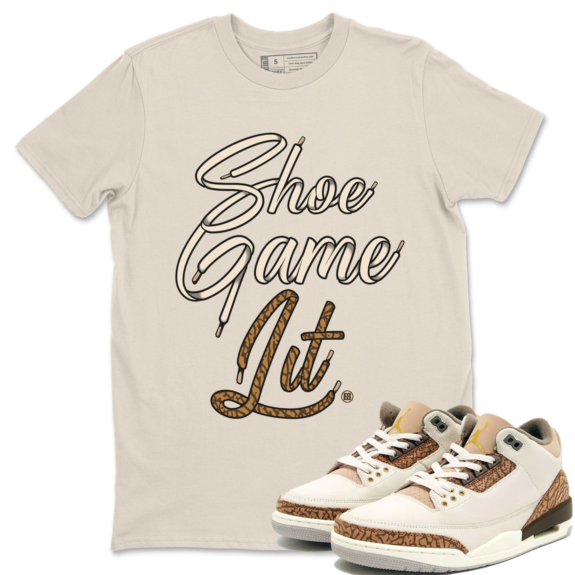 Air Jordan 3 Palomino Sneaker Match Tees Shoe Game Lit Shoe Lace Streetwear Sneaker Shirt Jordan 3 Retro Palomino Sneaker Release Tees Unisex Shirts Natural 1