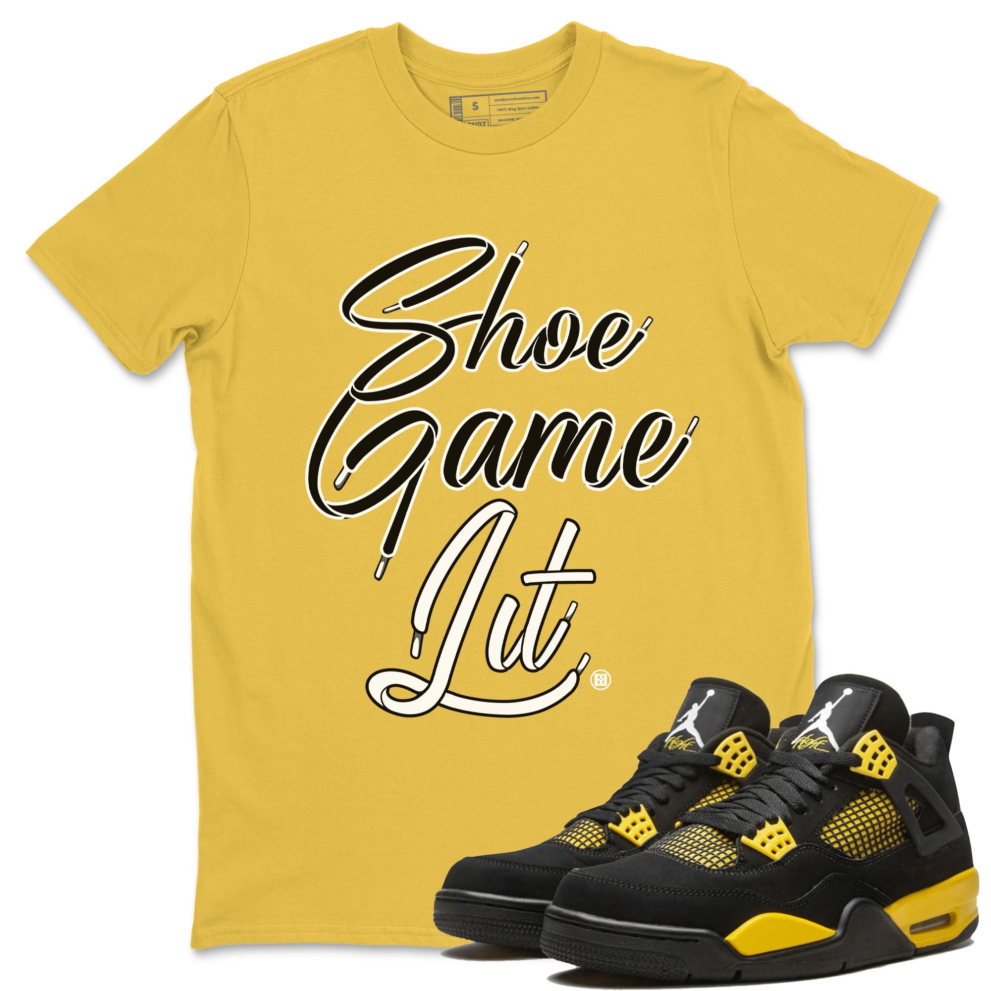 Shoe Game Lit Shoe Lace Unisex Tops - Air Jordan 4 Thunder