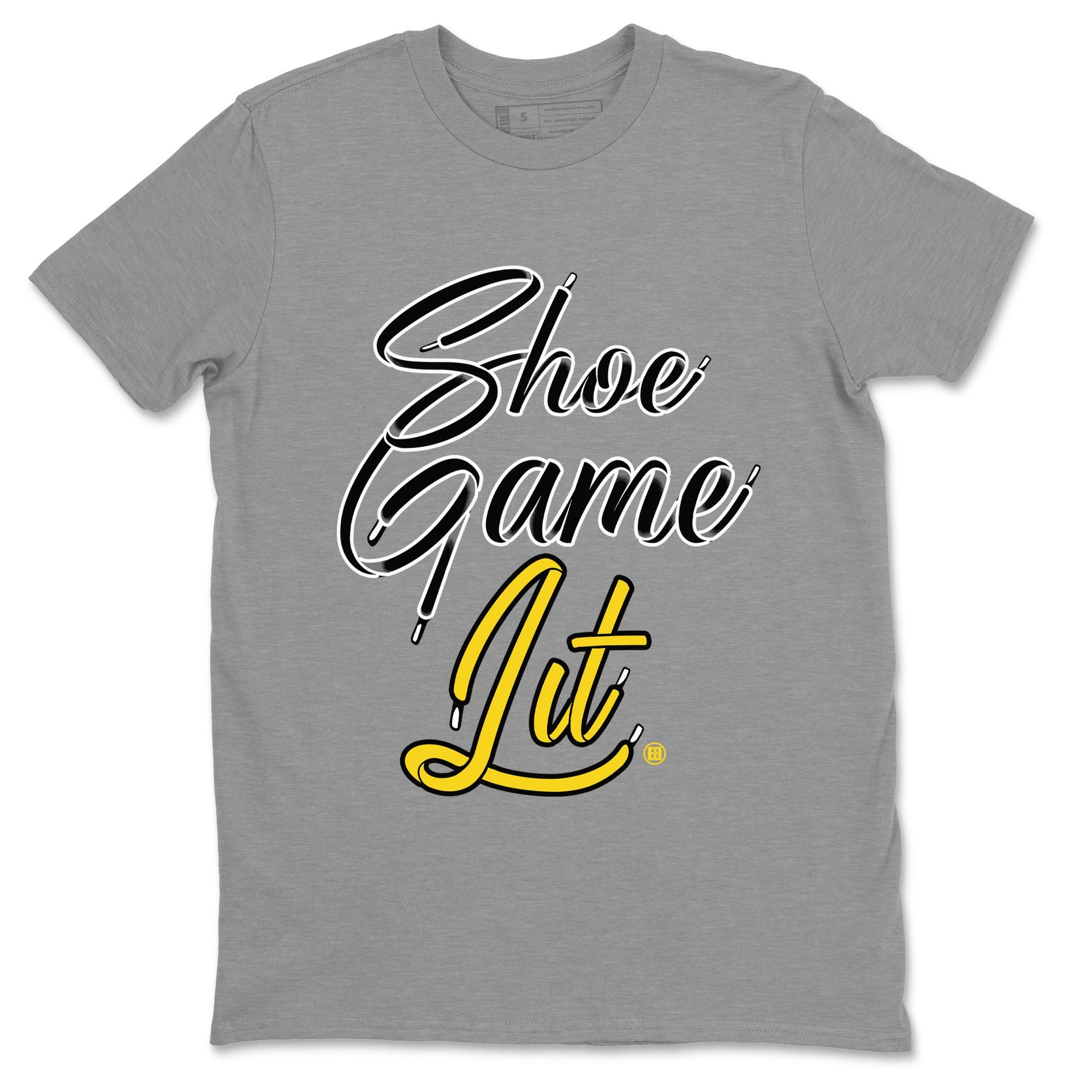 Air Jordan 4 Thunder Sneaker Match Tees Shoe Game Lit Shoe Lace Streetwear Sneaker Shirt Air Jordan 4 Retro Thunder Tees Unisex Shirts Heather Grey 2
