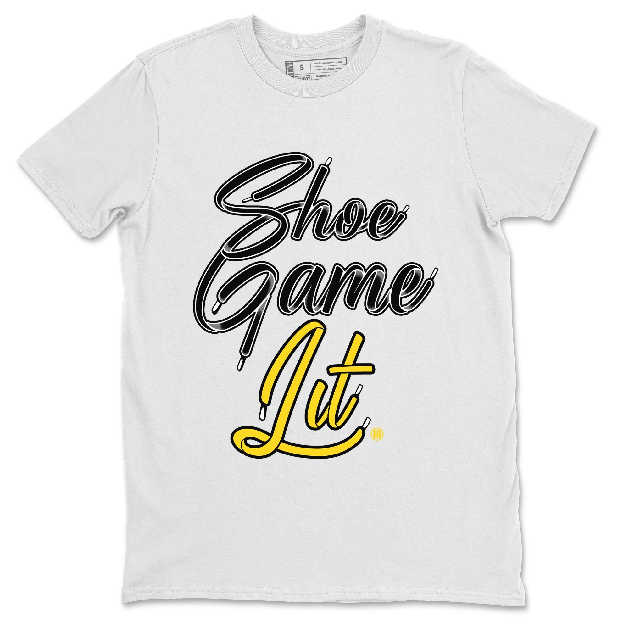 Air Jordan 4 Thunder Sneaker Match Tees Shoe Game Lit Shoe Lace Streetwear Sneaker Shirt Air Jordan 4 Retro Thunder Tees Unisex Shirts White 2