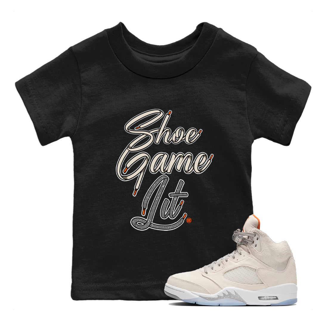 Air Jordan 5 Craft Sneaker Match Tees Shoe Game Lit Shoe Lace Streetwear Sneaker Shirt Air Jordan 5 Retro Craft Tees Kids Shirts Black 1