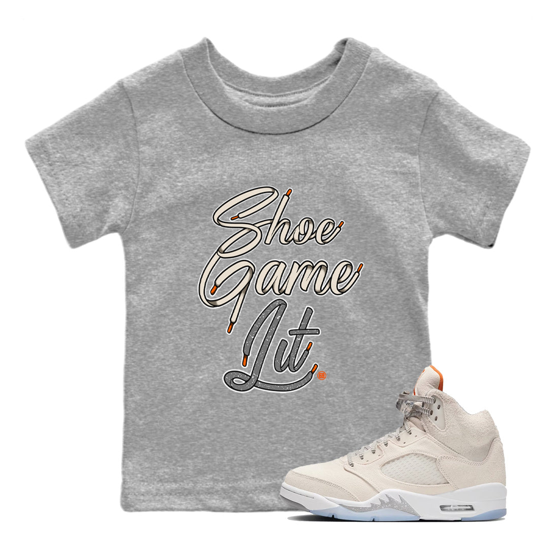 Air Jordan 5 Craft Shoe Game Lit Shoe Lace Baby and Kids Streetwear Sneaker Shirt Air Jordan 5 Craft Kids Streetwear Sneaker Shirt Size Chart