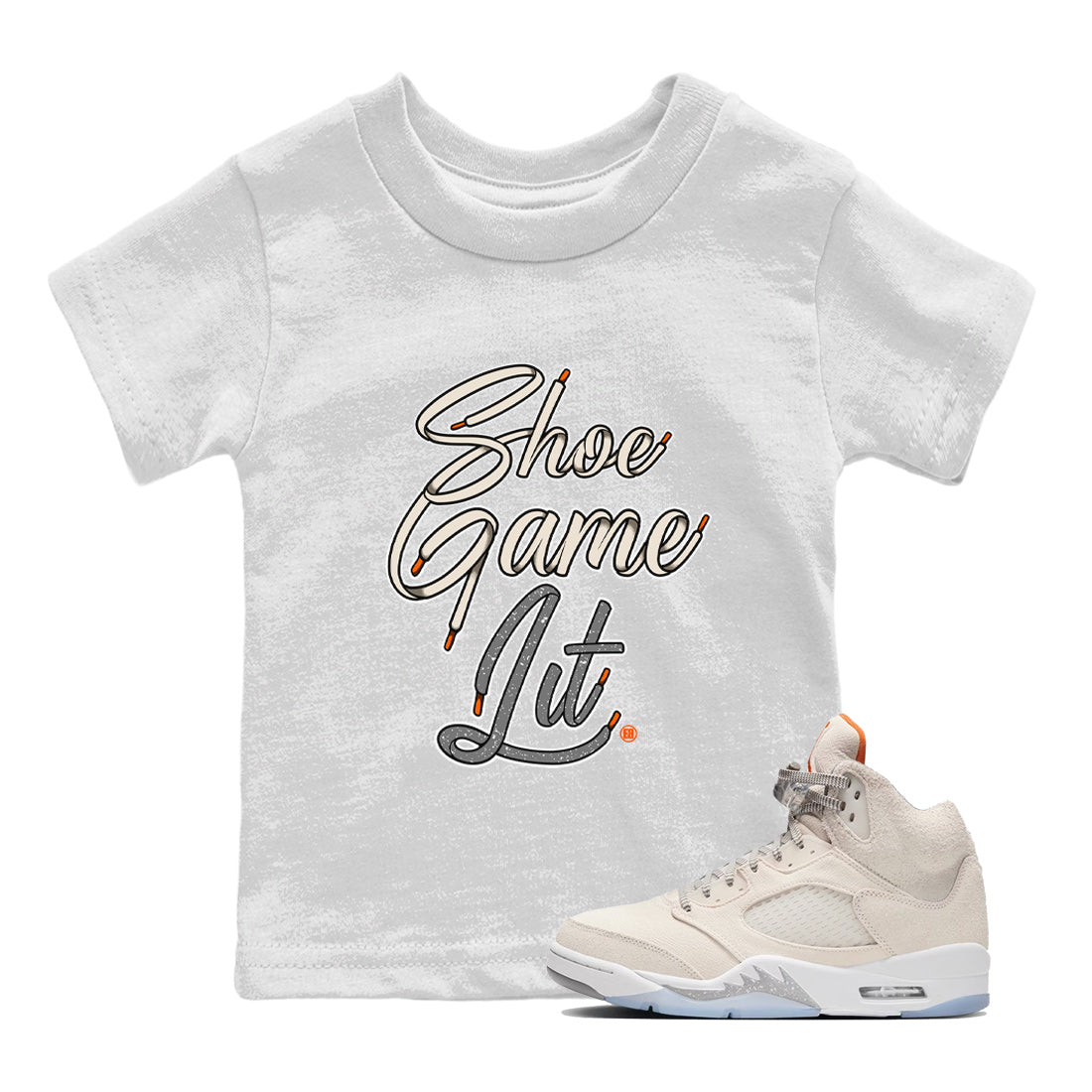 Air Jordan 5 Craft Sneaker Match Tees Shoe Game Lit Shoe Lace Streetwear Sneaker Shirt Air Jordan 5 Retro Craft Tees Kids Shirts White 1
