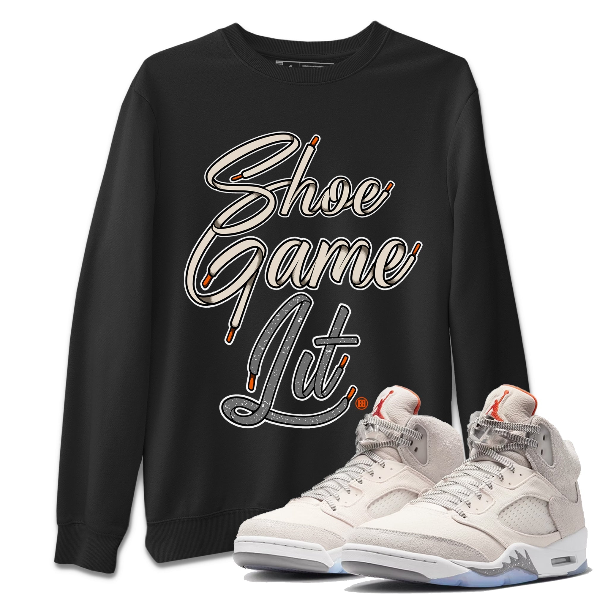 Air Jordan 5 Craft Sneaker Match Tees Shoe Game Lit Shoe Lace Streetwear Sneaker Shirt Air Jordan 5 Retro Craft Tees Unisex Shirts Black 1