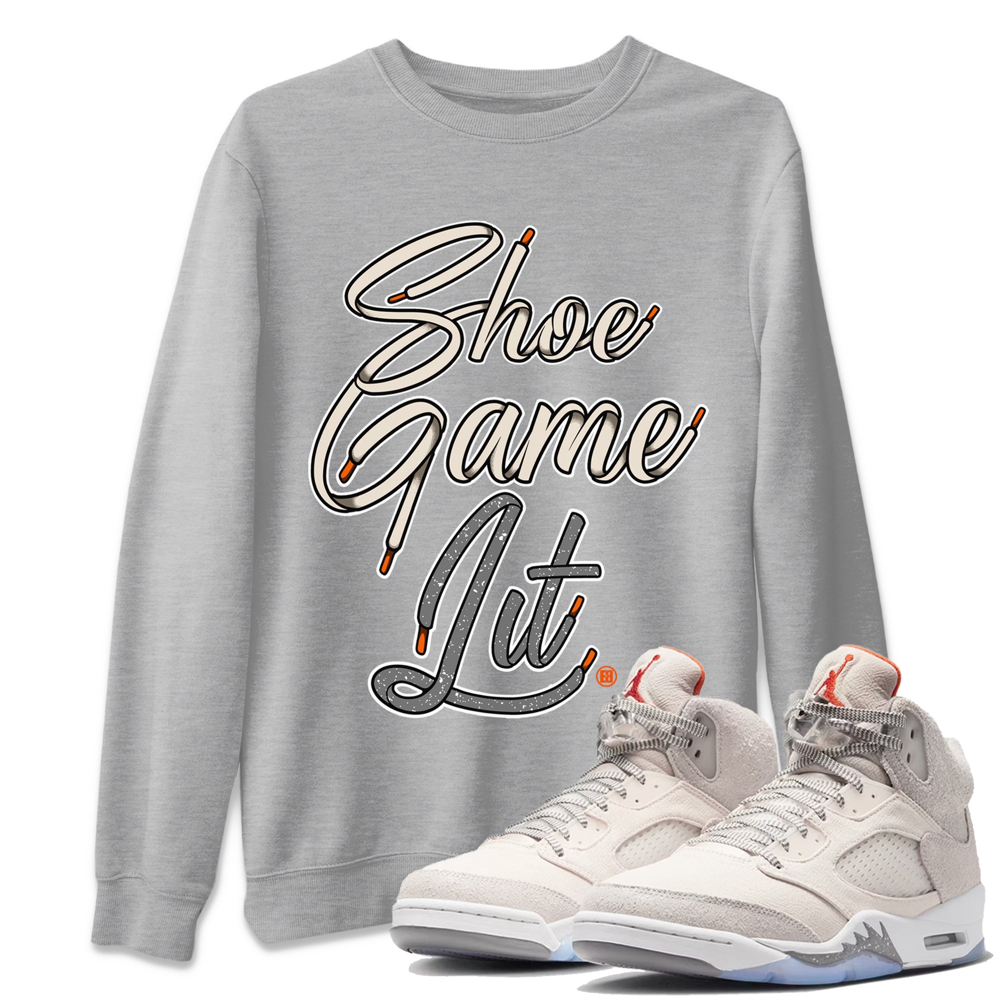 Air Jordan 5 Craft Sneaker Match Tees Shoe Game Lit Shoe Lace Streetwear Sneaker Shirt Air Jordan 5 Retro Craft Tees Unisex Shirts Heather Grey 1