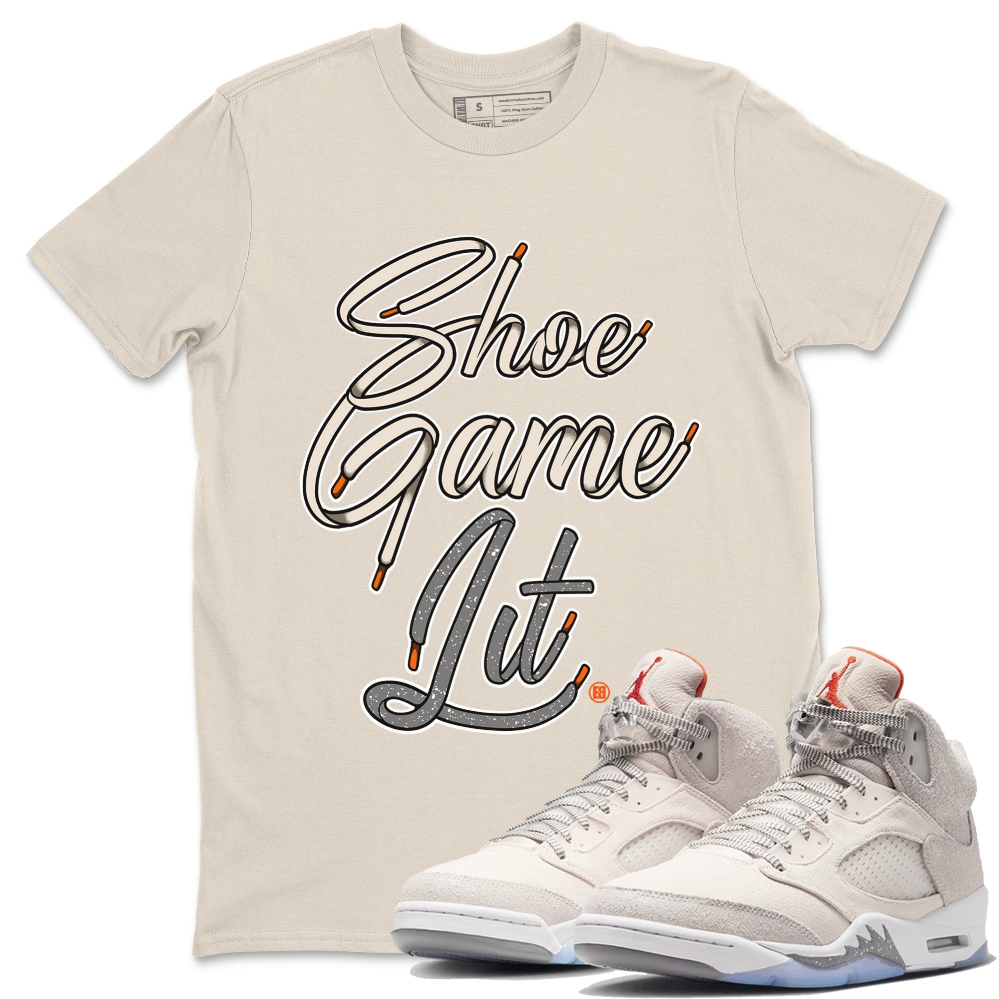 Air Jordan 5 Craft Sneaker Match Tees Shoe Game Lit Shoe Lace Streetwear Sneaker Shirt Air Jordan 5 Retro Craft Tees Unisex Shirts Natural 1