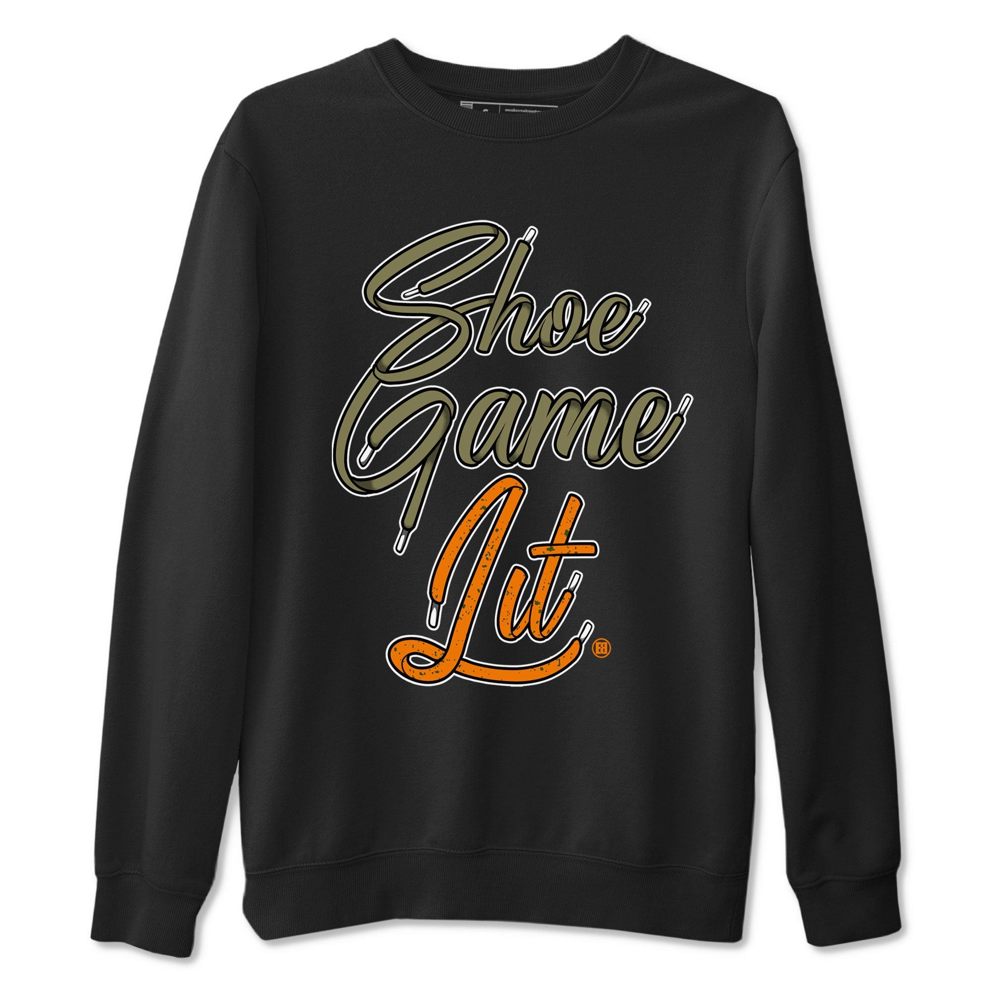 5s Olive shirt to match jordans Shoe Game Lit Shoe Lace sneaker tees Air Jordan 5 Retro Olive Drip Gear Zone unisex cotton Black 2 crew neck shirt