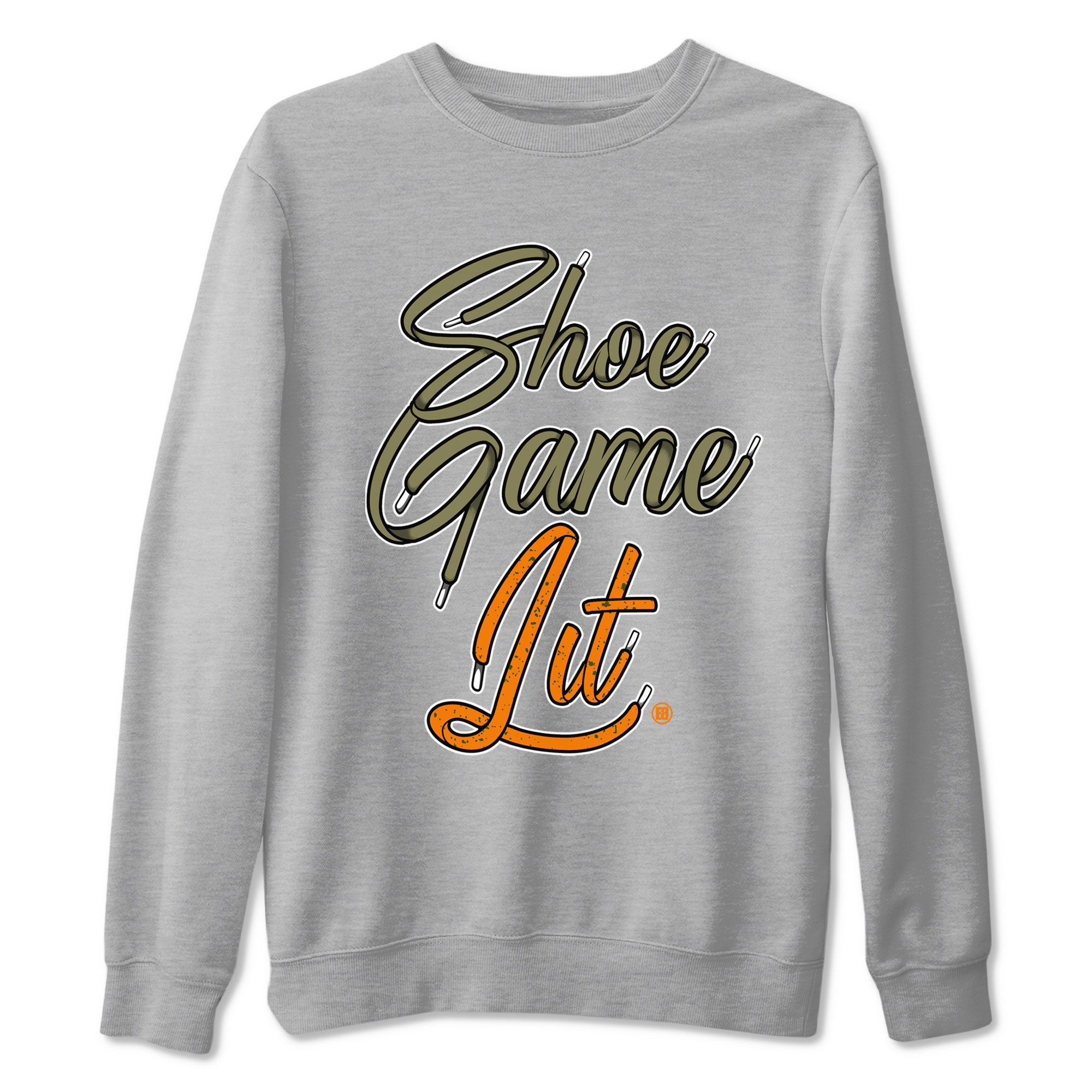 5s Olive shirt to match jordans Shoe Game Lit Shoe Lace sneaker tees Air Jordan 5 Retro Olive Drip Gear Zone unisex cotton Heather Grey 2 crew neck shirt