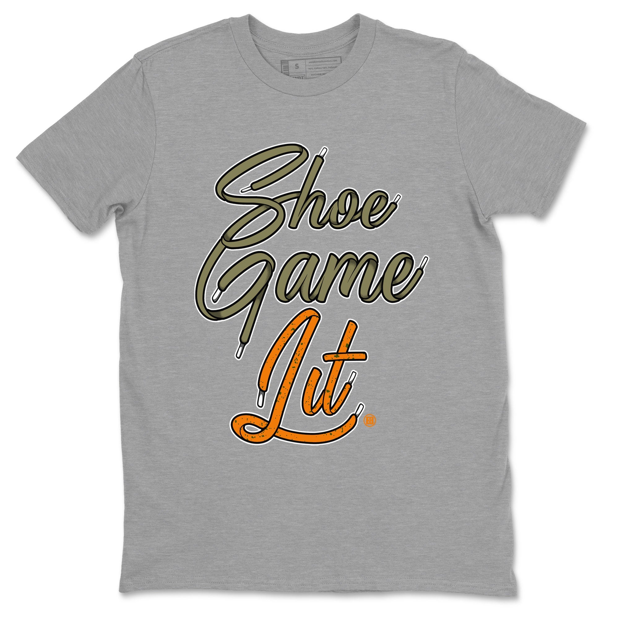 5s Olive shirt to match jordans Shoe Game Lit Shoe Lace sneaker tees Air Jordan 5 Retro Olive Drip Gear Zone unisex cotton Heather Grey 2 crew neck shirt