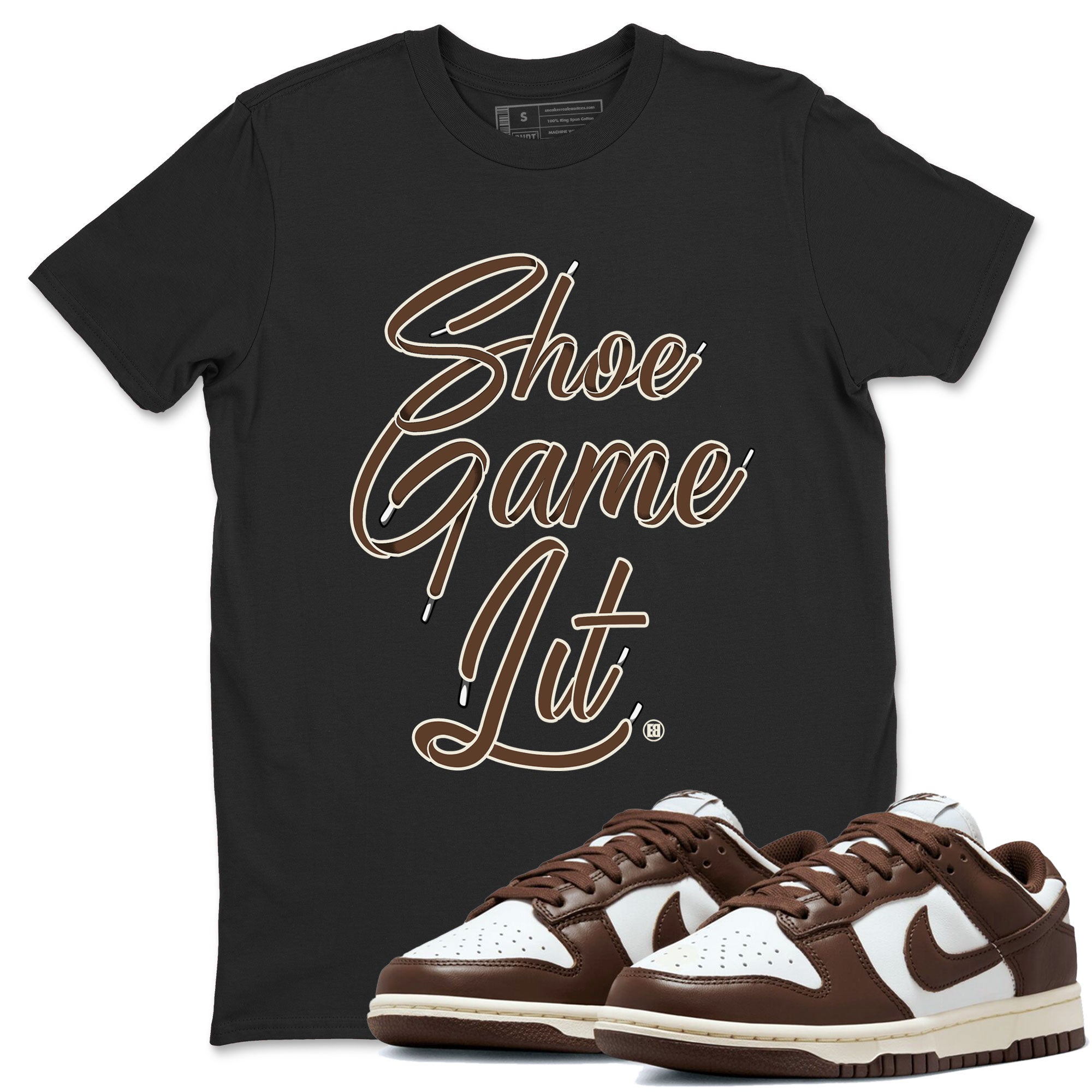 Dunk Low WMNS Cacao Wow sneaker shirt to match jordans Shoe Game Lit Shoe Lace sneaker tees Dunk Cacao Wow Drip Gear Zone Crew Neck Unisex Cotton Sneaker T-Shirt Black 1 T-Shirt