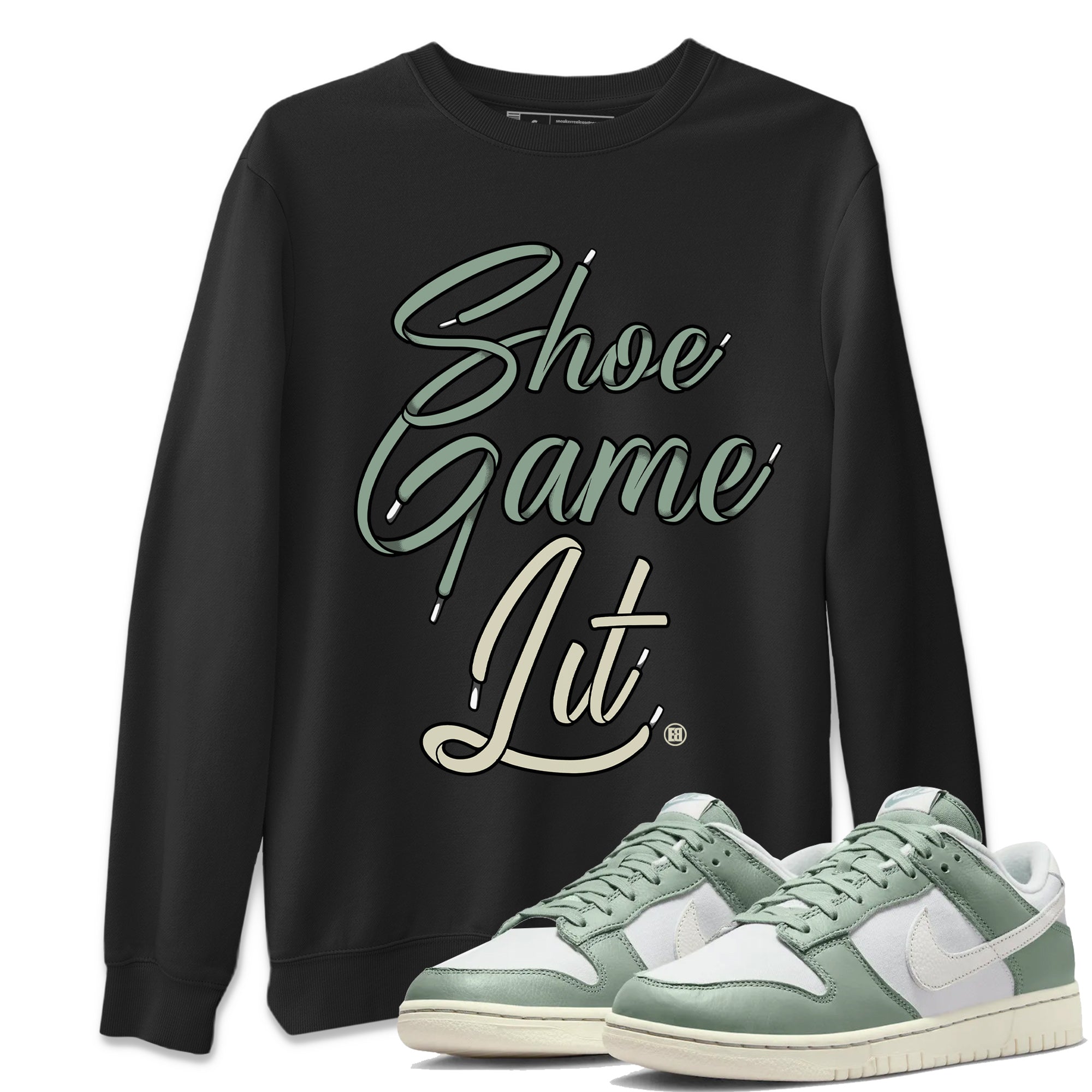 Dunk Low Mica Green Shirts Shoe Game Lit Shoe Lace Streetwear Sneaker Shirt Dunk Mica Green Sneaker Release Tees Unisex Shirts Black 1