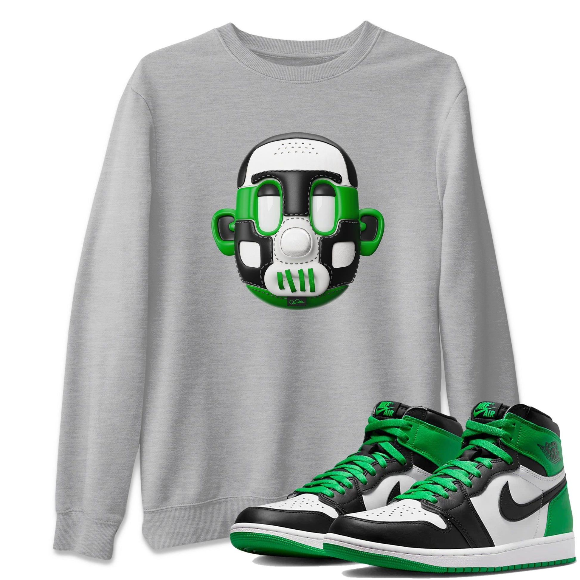 Air Jordan 1 Celtics Sneaker Match Tees Shoe Head Sneaker Tees AJ1 Celtics Drip Gear Zone Unisex Shirts Heather Grey 1