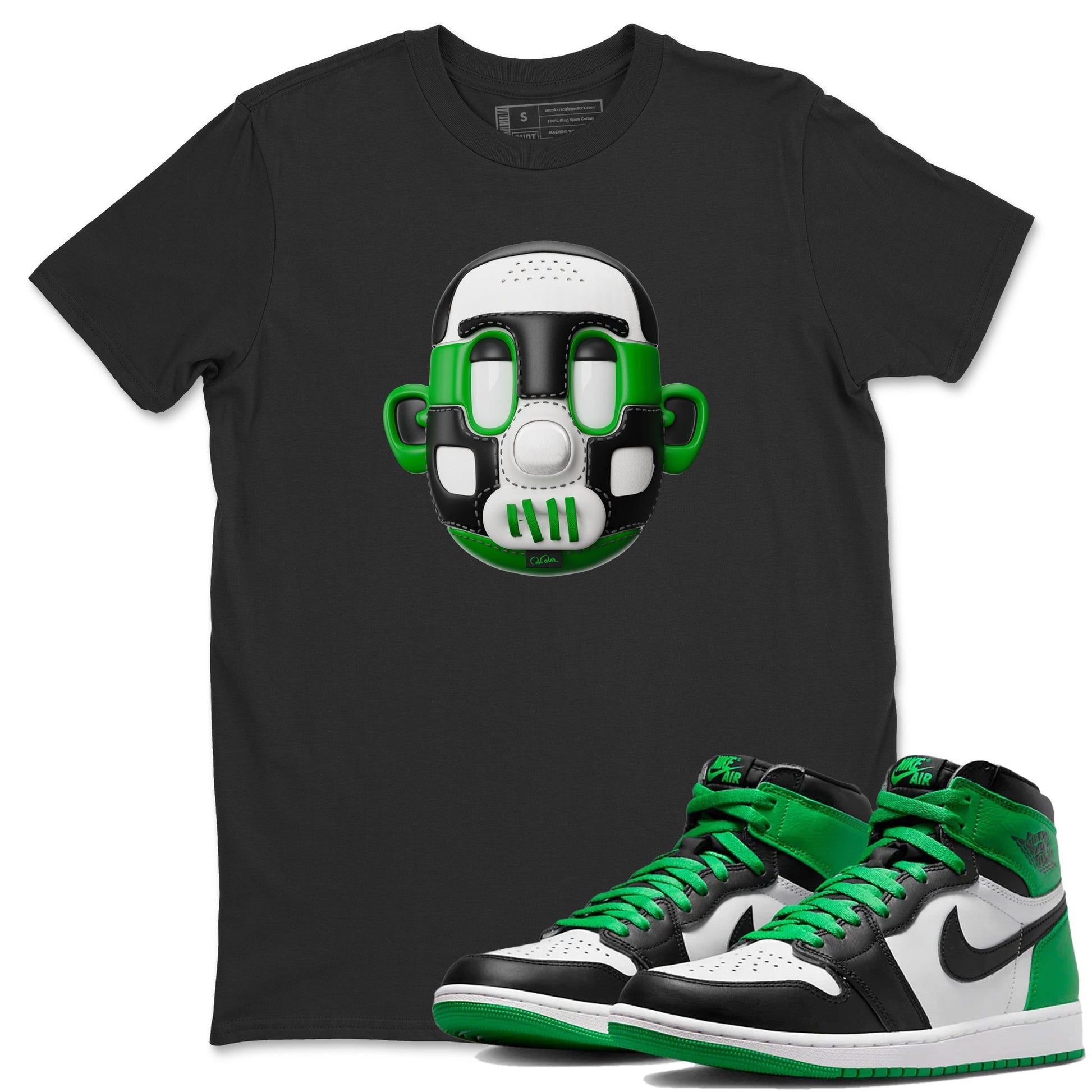 Air Jordan 1 Celtics Sneaker Match Tees Shoe Head Sneaker Tees AJ1 Celtics Drip Gear Zone Unisex Shirts Black 1