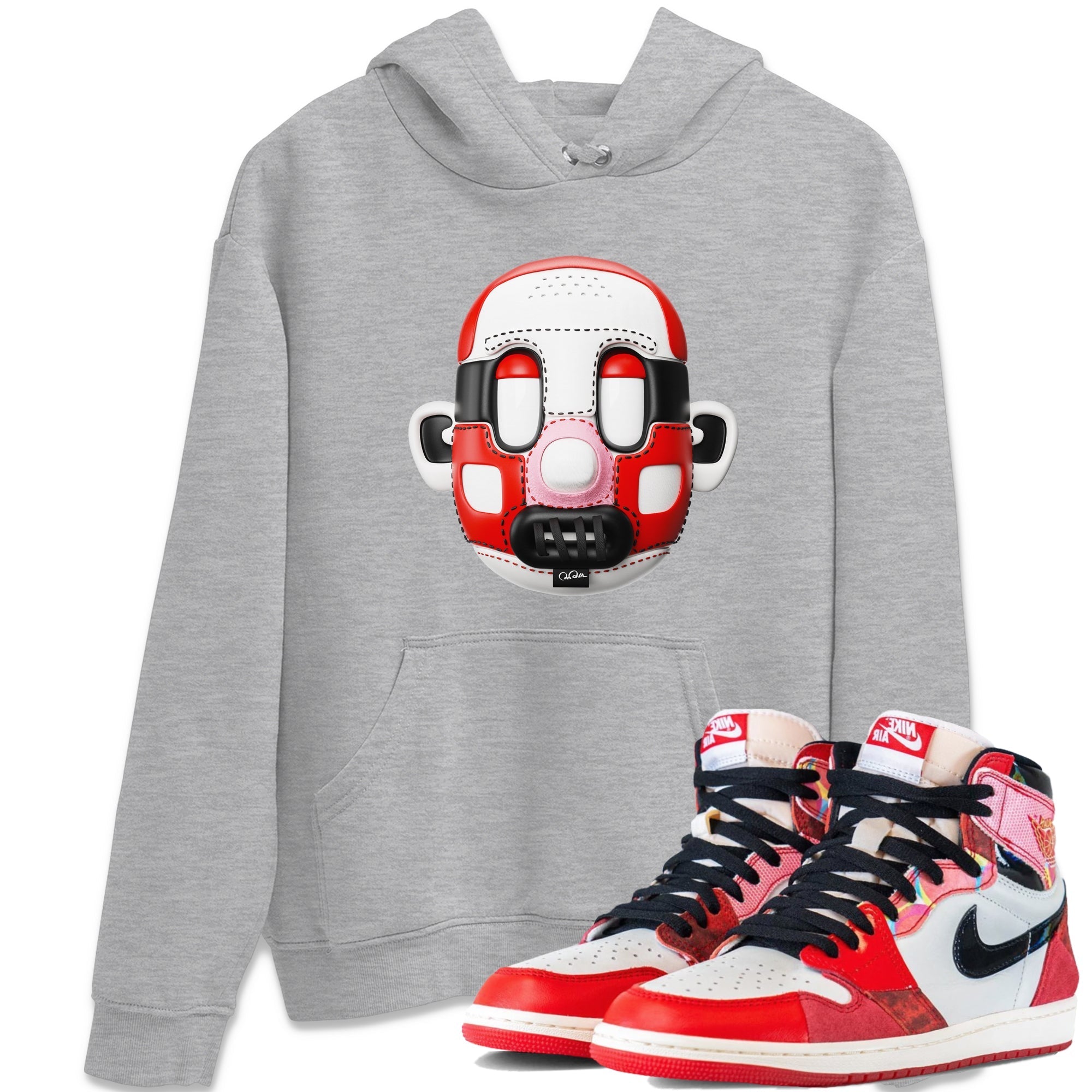 Air Jordan 1 Spider Man Sneaker Match Tees Shoe Head Sneaker Tees AJ1 Spider Man Drip Gear Zone Unisex Shirts Heather Grey 1