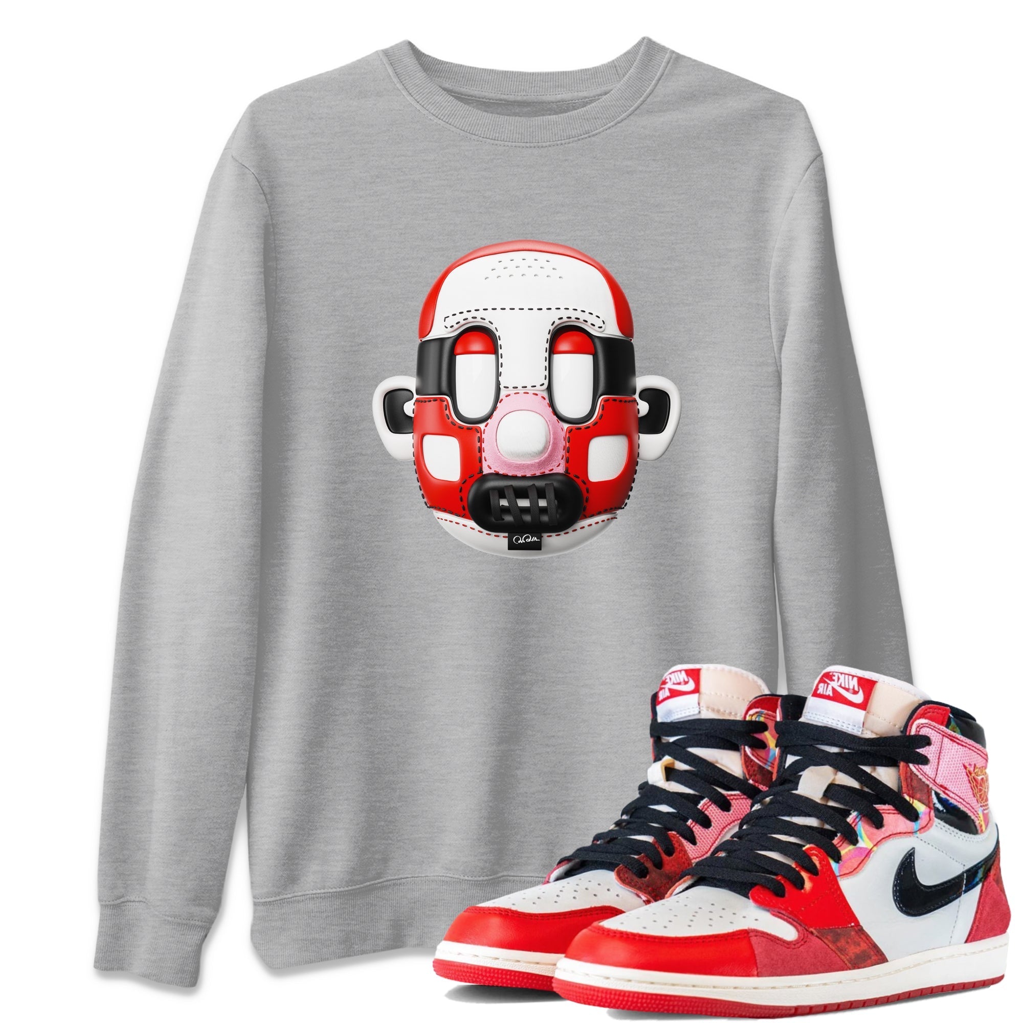 Air Jordan 1 Spider Man Sneaker Match Tees Shoe Head Sneaker Tees AJ1 Spider Man Drip Gear Zone Unisex Shirts Heather Grey 1