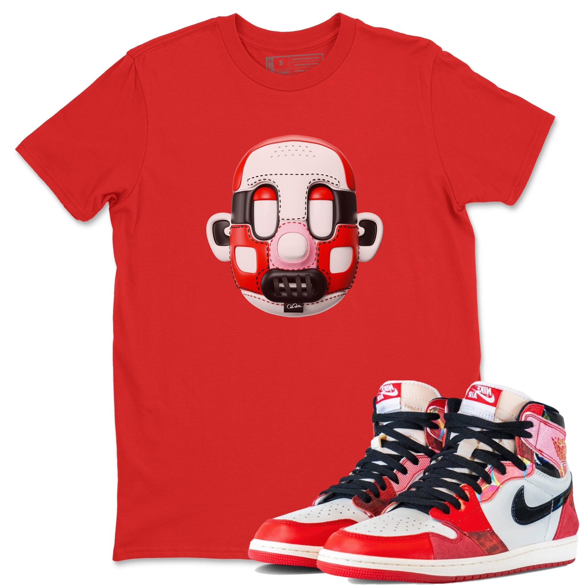 Air Jordan 1 Spider Man Sneaker Match Tees Shoe Head Sneaker Tees AJ1 Spider Man Drip Gear Zone Unisex Shirts Red 1