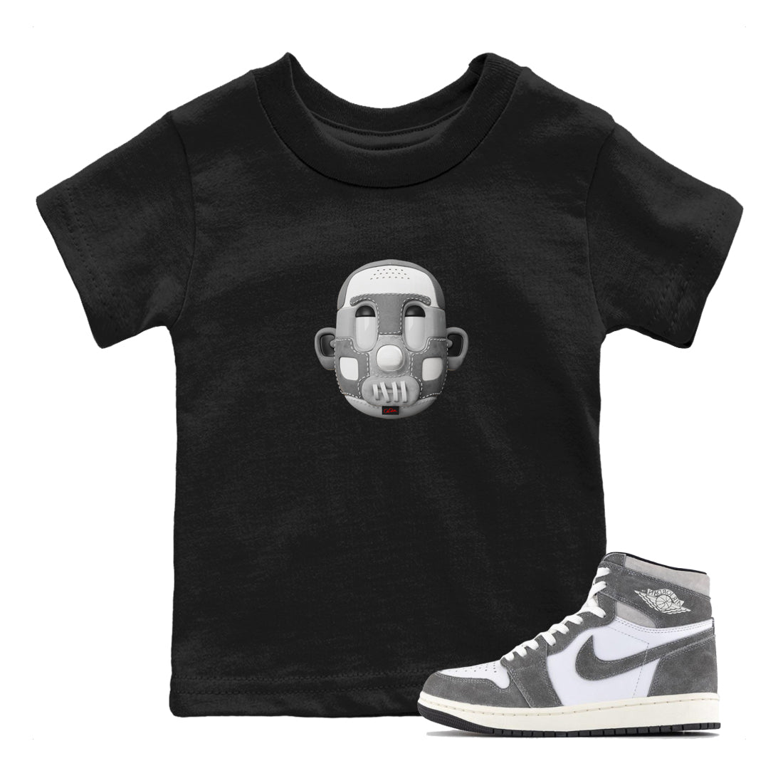 Air Jordan 1 Washed Heritage Sneaker Match Tees Shoe Head Streetwear Sneaker Shirt AJ1 Washed Heritage Sneaker Release Tees Kids Shirts Black 1