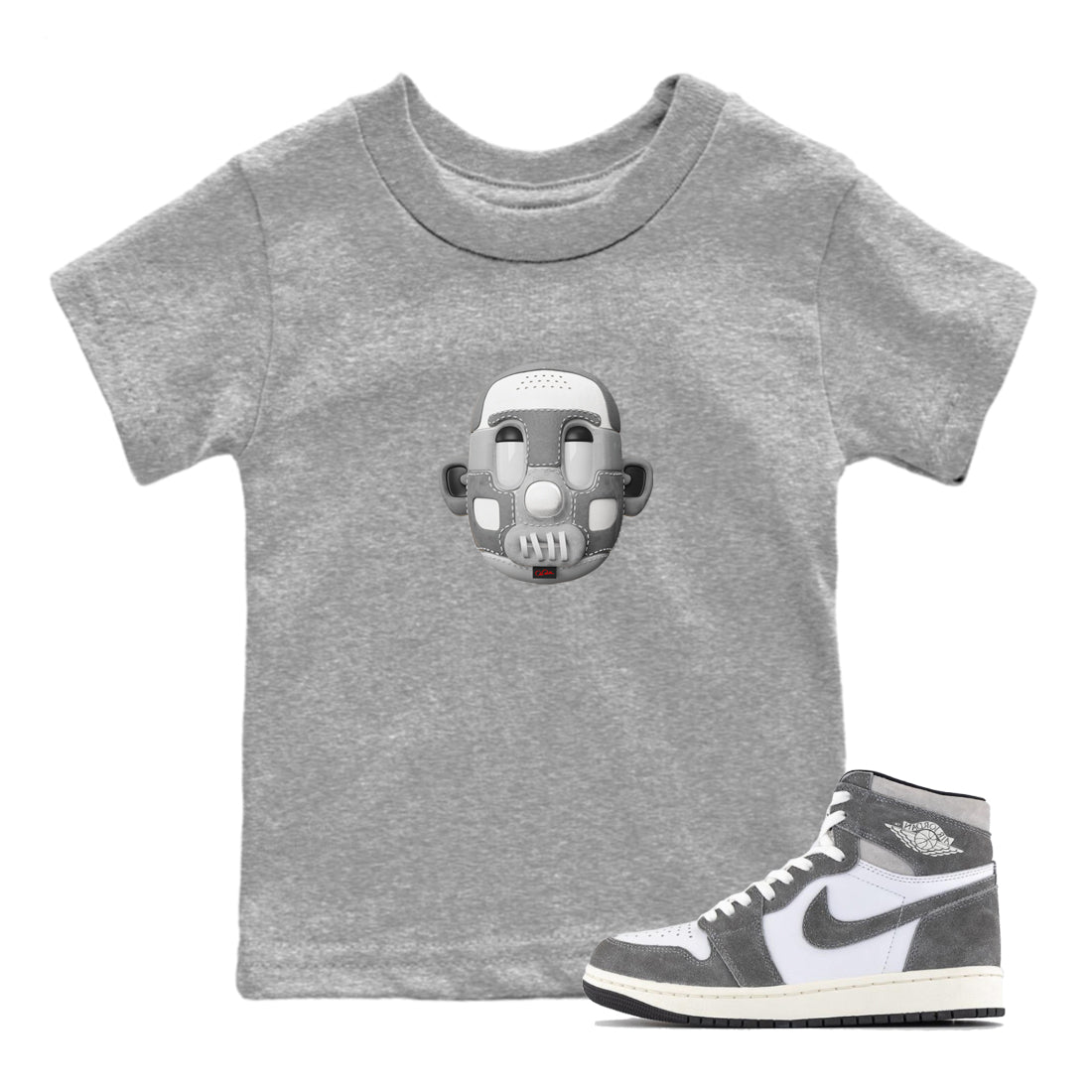 Air Jordan 1 Washed Heritage Sneaker Match Tees Shoe Head Streetwear Sneaker Shirt AJ1 Washed Heritage Sneaker Release Tees Kids Shirts Heather Grey 1