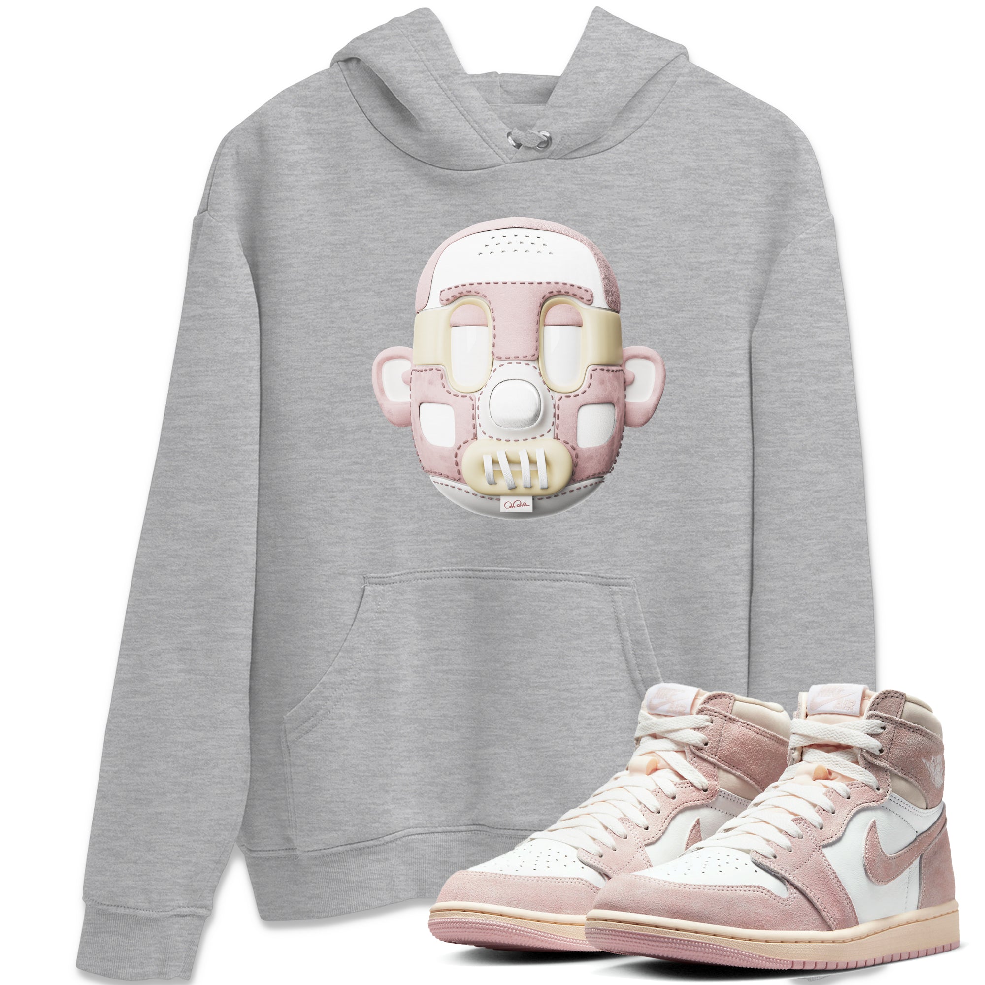Air Jordan 1 Washed Pink Sneaker Match Tees Shoe Head Sneaker Tees AJ1 Washed Pink Drip Gear Zone Unisex Shirts Heather Grey 1