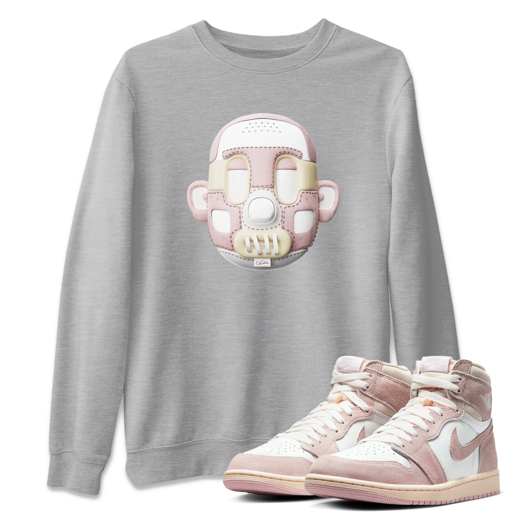 Air Jordan 1 Washed Pink Sneaker Match Tees Shoe Head Sneaker Tees AJ1 Washed Pink Drip Gear Zone Unisex Shirts Heather Grey 1
