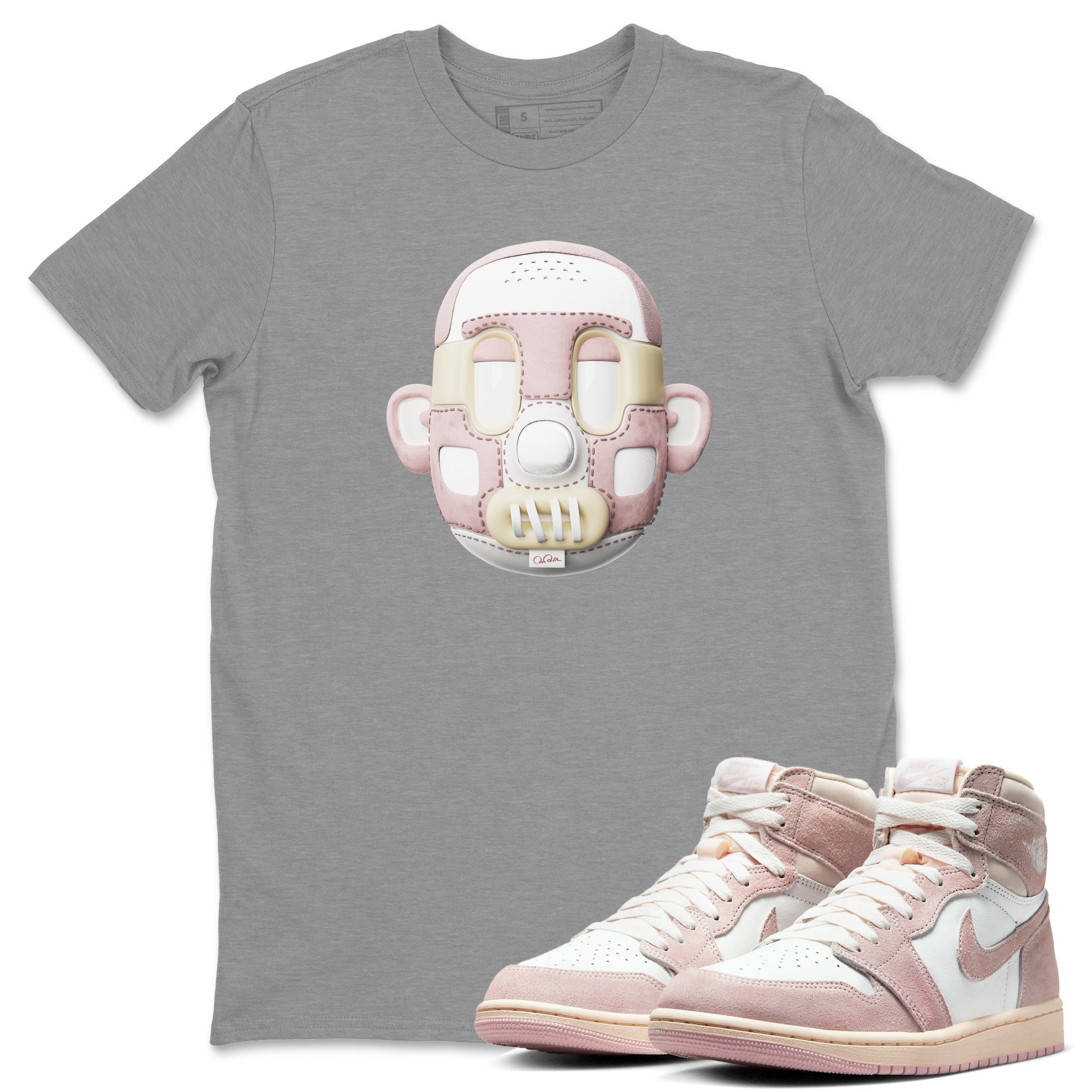 Air Jordan 1 Washed Pink Sneaker Match Tees Shoe Head Sneaker Tees AJ1 Washed Pink Drip Gear Zone Unisex Shirts Heather Grey 1