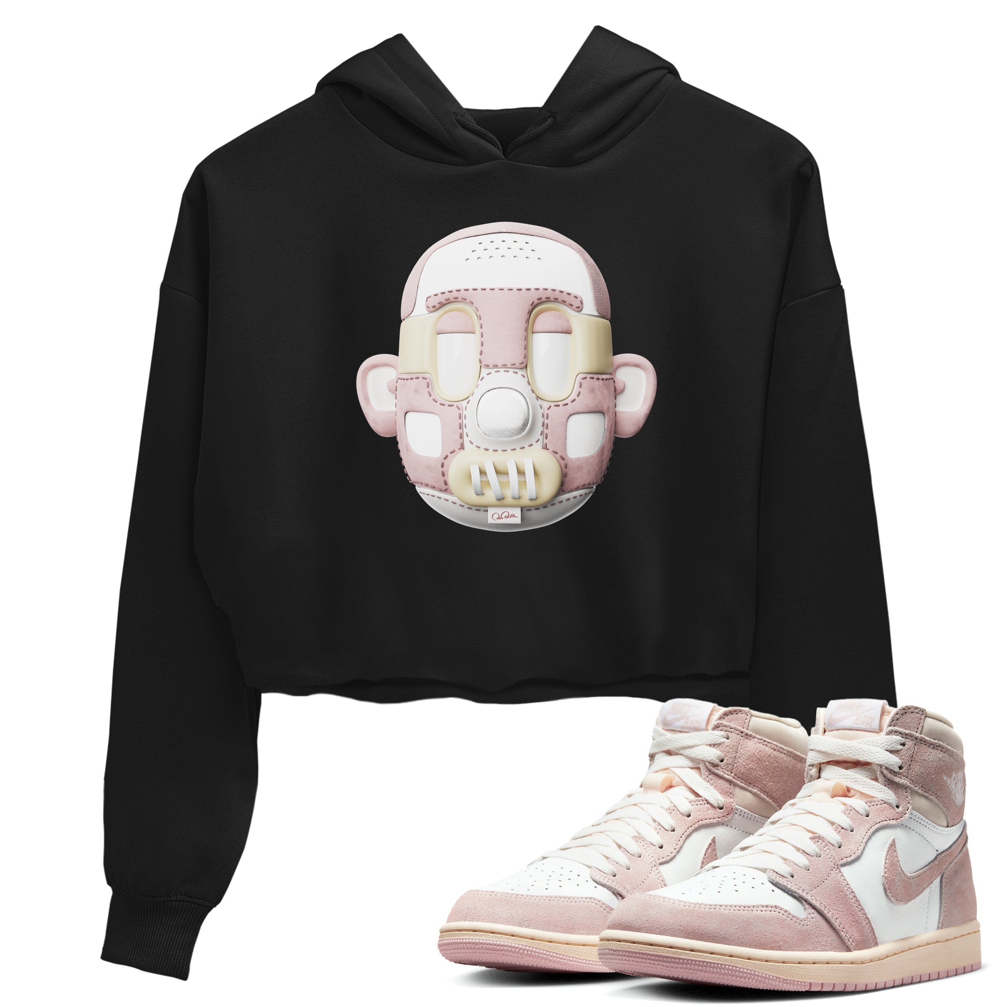 Air Jordan 1 Washed Pink Sneaker Match Tees Shoe Head Sneaker Tees AJ1 Washed Pink Drip Gear Zone Women's Shirts Black 1