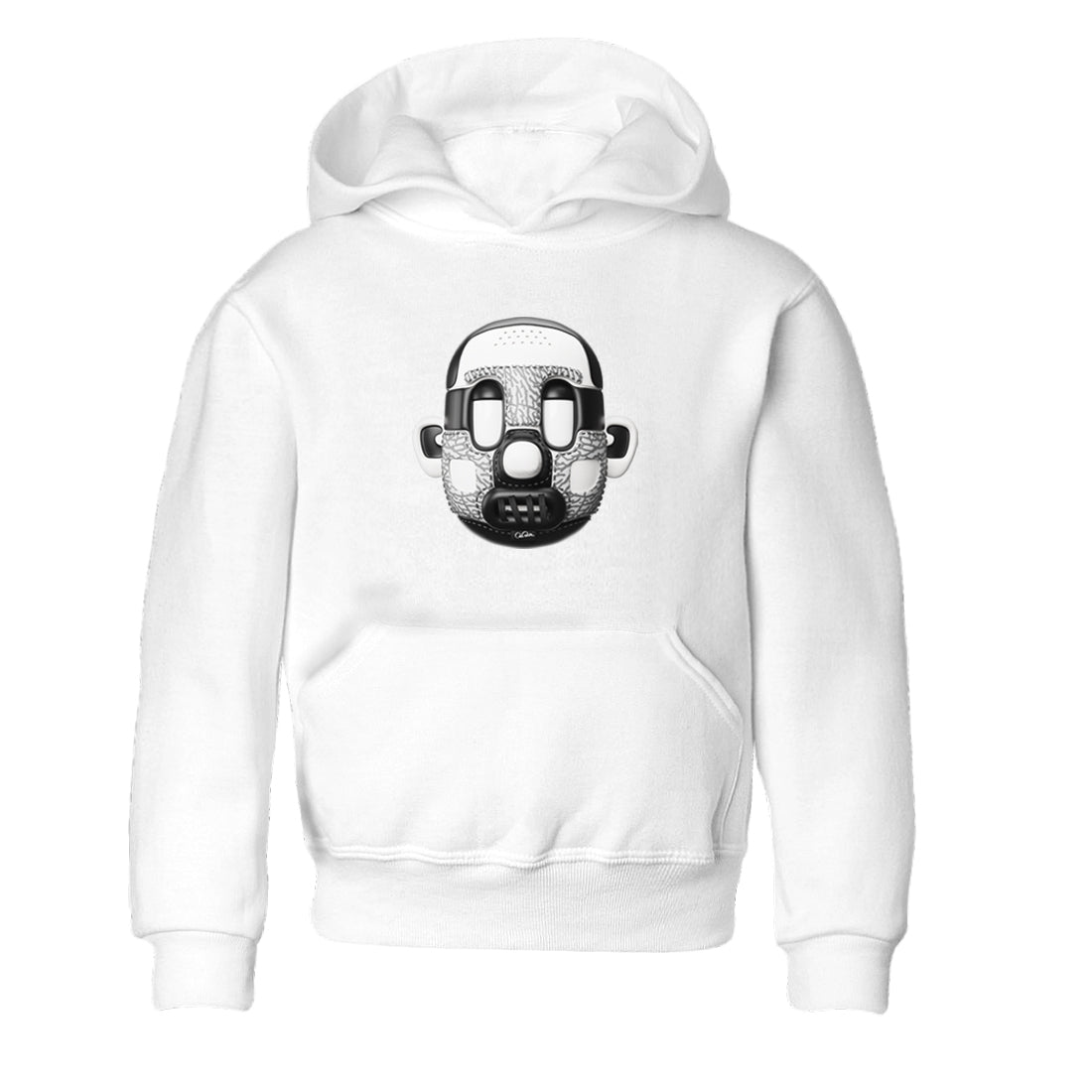 Air Jordan 1 White Cement Sneaker Match Tees Shoe Head Sneaker Tees AJ1 White Cement Drip Gear Zone Kids Shirts White 2