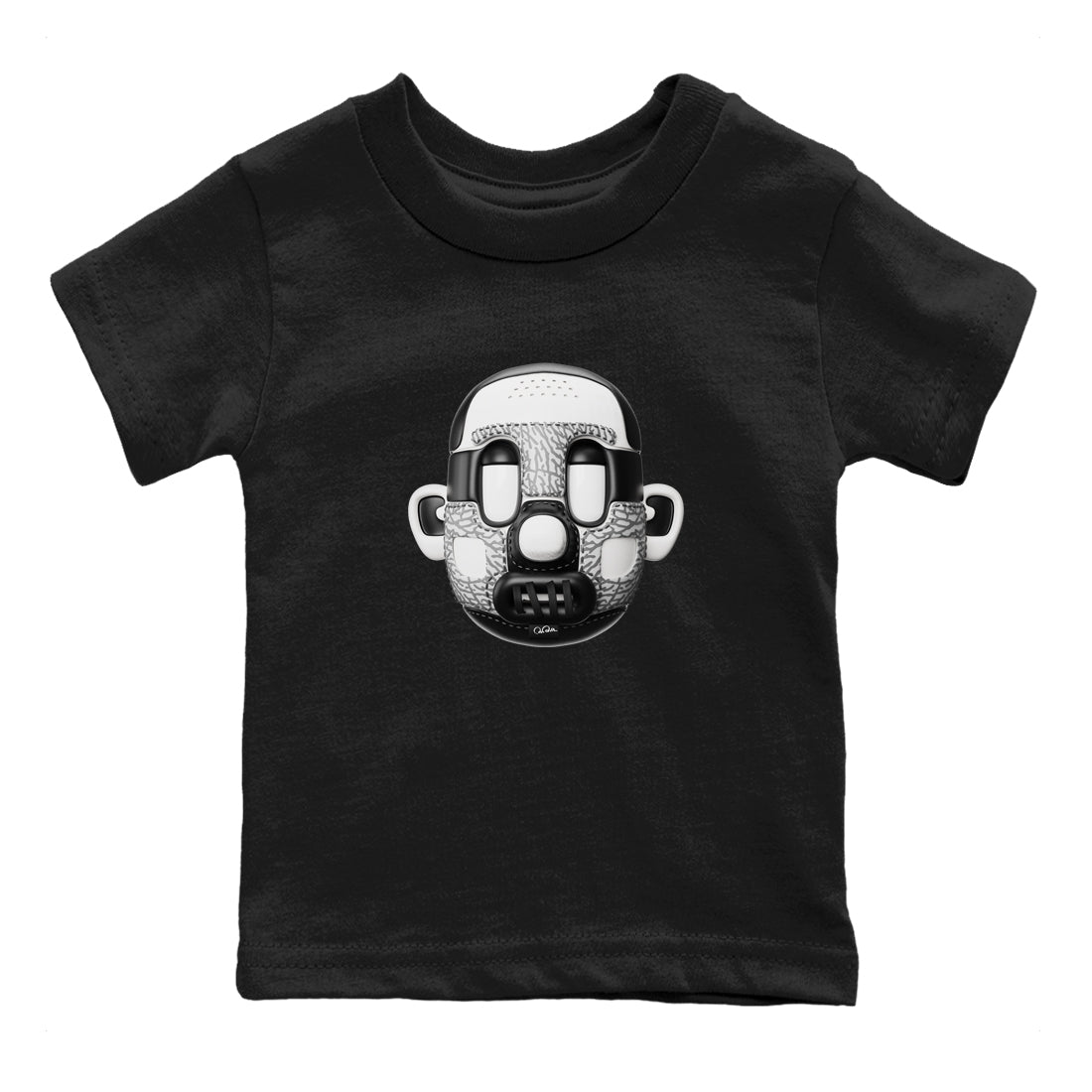 Air Jordan 1 White Cement Sneaker Match Tees Shoe Head Sneaker Tees AJ1 White Cement Drip Gear Zone Kids Shirts Black 2