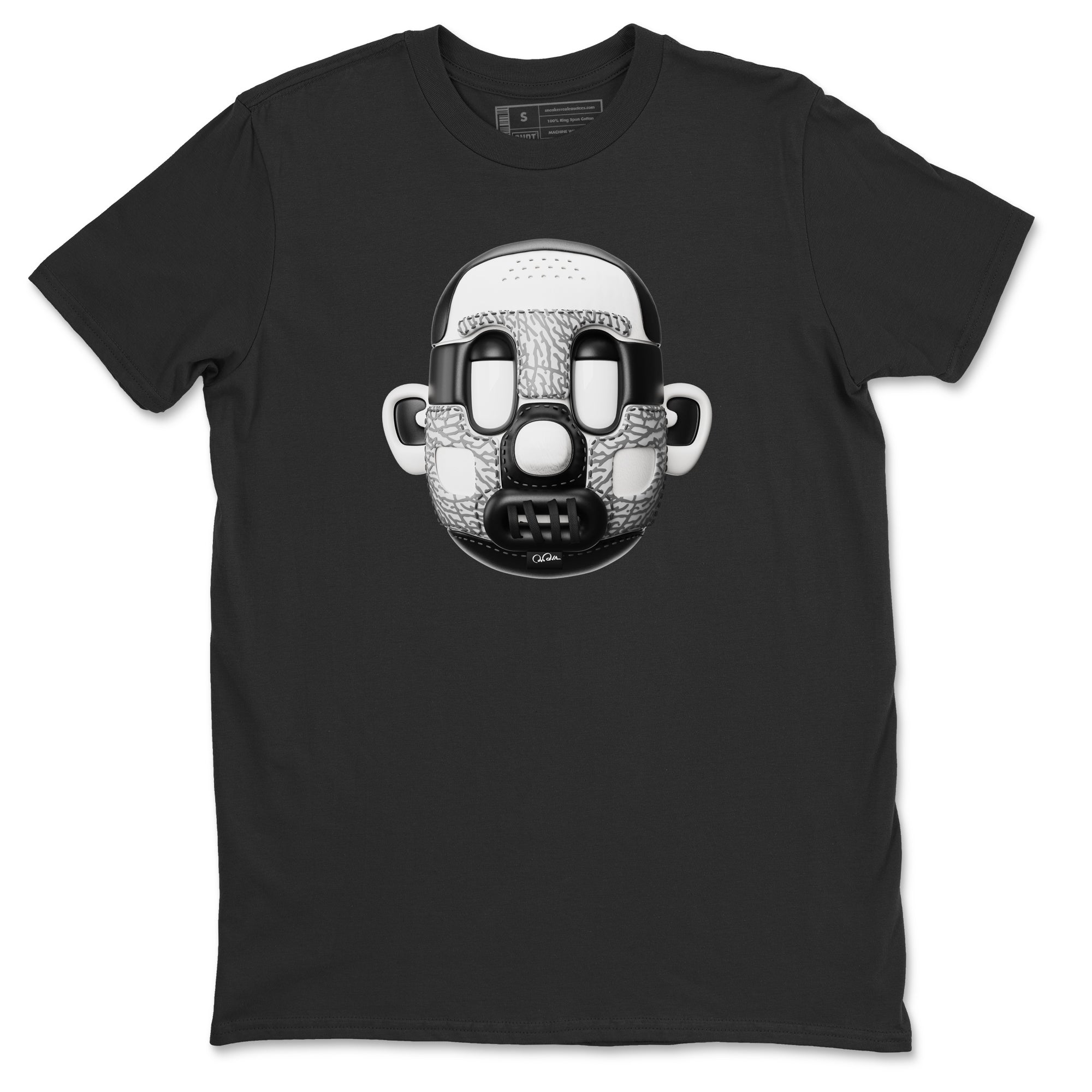 Air Jordan 1 White Cement Sneaker Match Tees Shoe Head Sneaker Tees AJ1 White Cement Drip Gear Zone Unisex Shirts Black 2