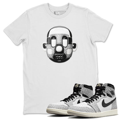 Air Jordan 1 White Cement Sneaker Match Tees Shoe Head Sneaker Tees AJ1 White Cement Drip Gear Zone Unisex Shirts White 1