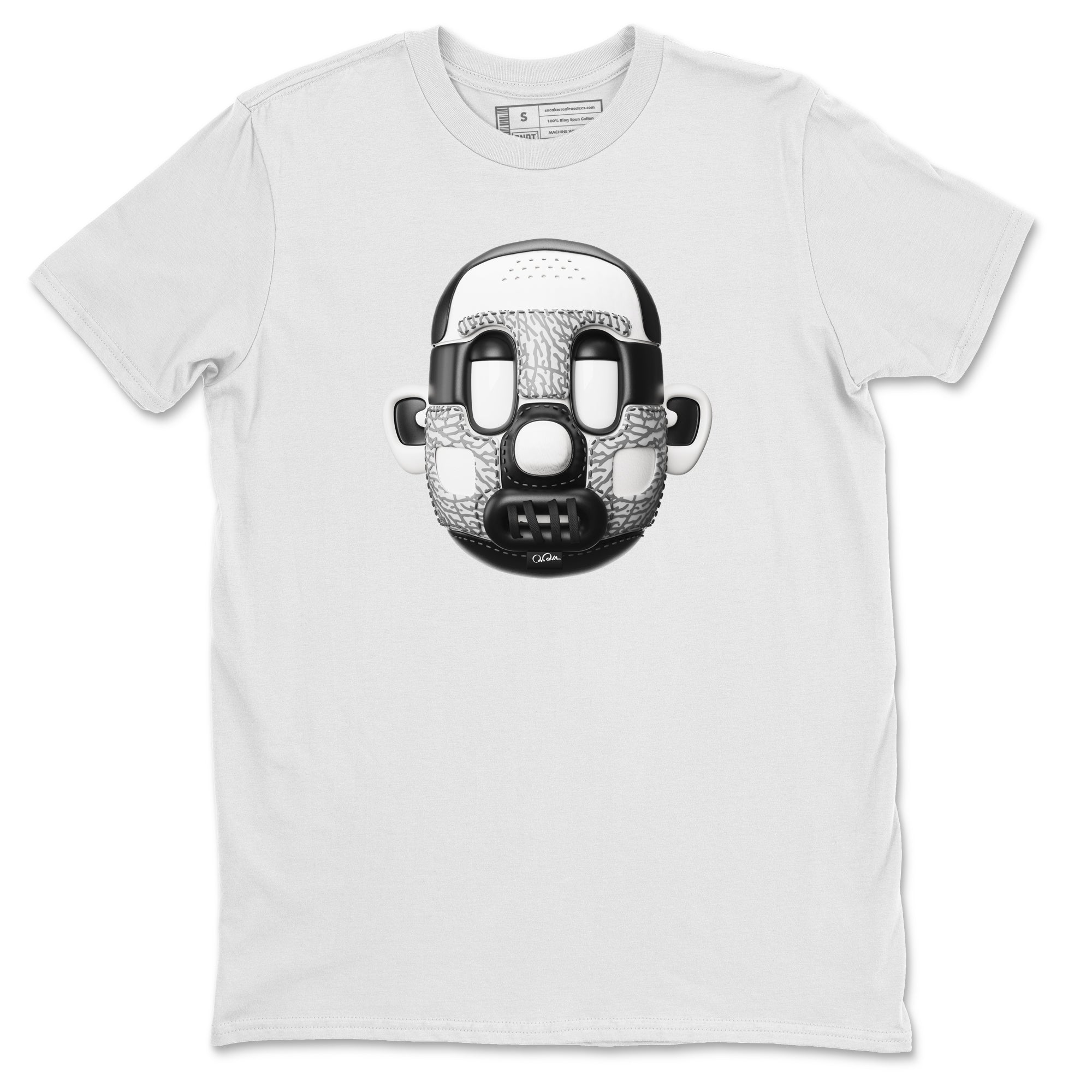 Air Jordan 1 White Cement Sneaker Match Tees Shoe Head Sneaker Tees AJ1 White Cement Drip Gear Zone Unisex Shirts White 2