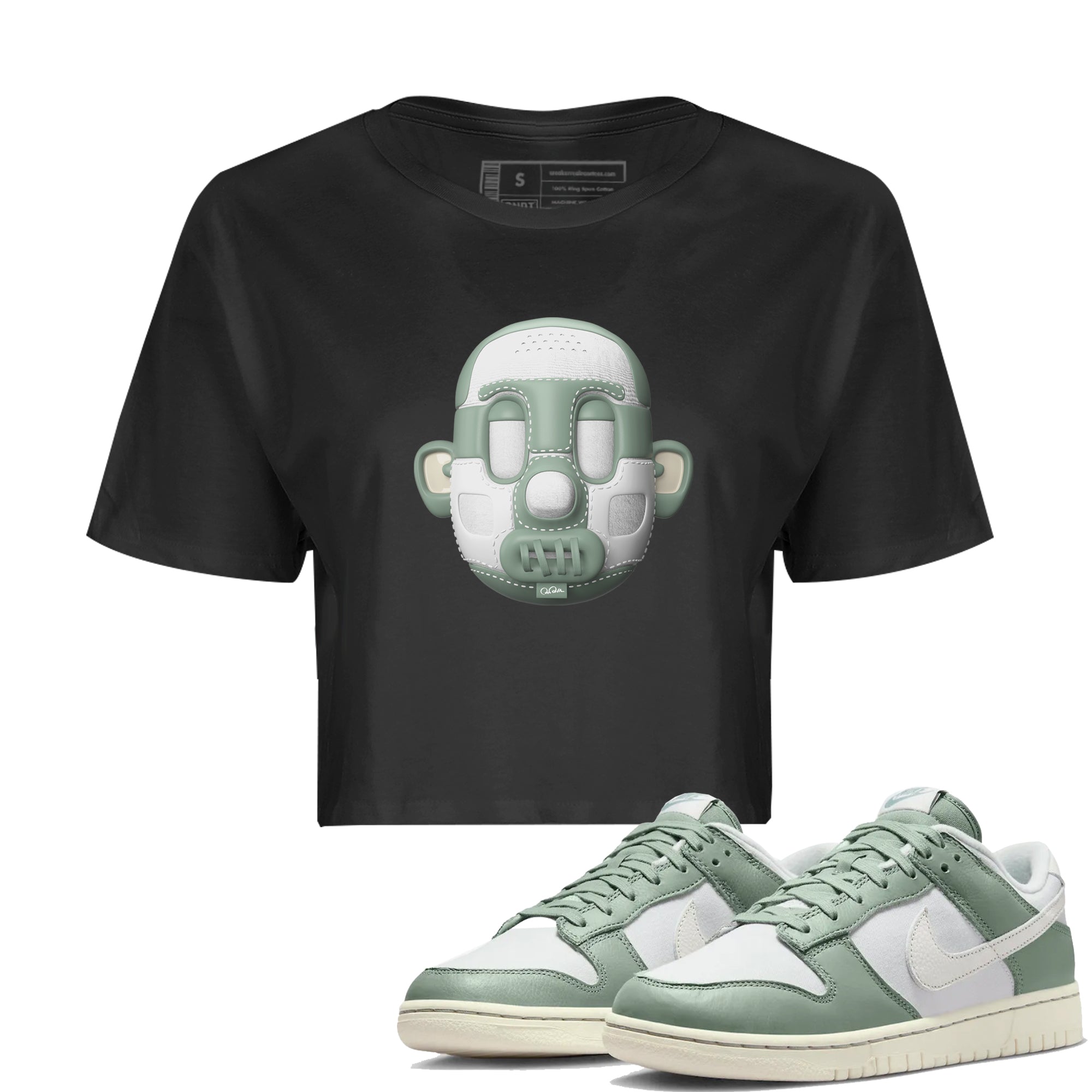 Dunk Mica Green Sneaker Match Tees Shoe Head Sneaker Tees Dunk Low Mica Green Sneaker Release Tees Women's Shirts Black 1