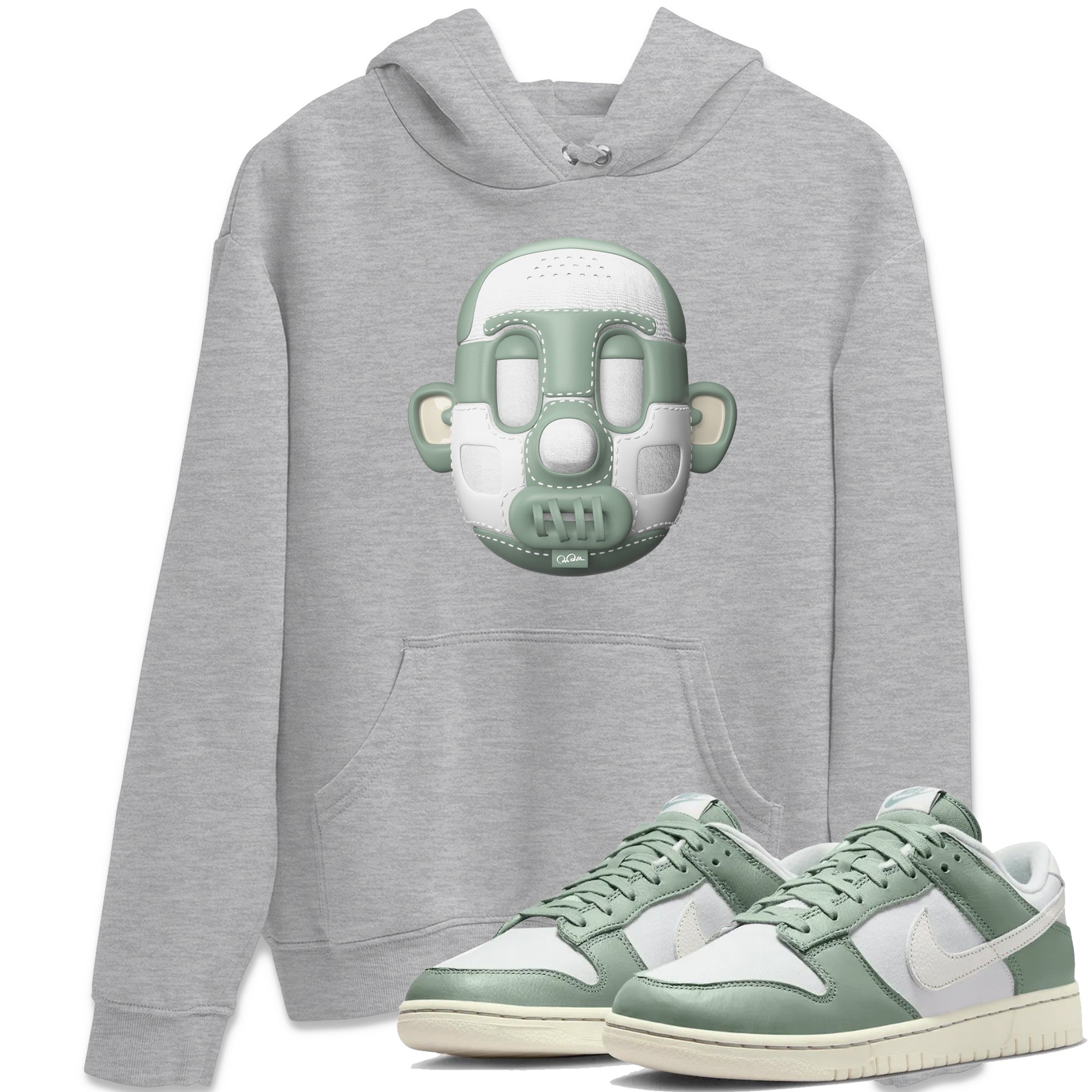 Dunk Mica Green Sneaker Match Tees Shoe Head Sneaker Tees Dunk Low Mica Green Sneaker Release Tees Unisex Shirts Heather Grey 1